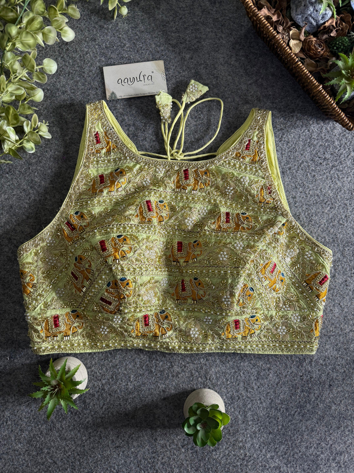 Elegant Sequence Embroidery Lace Work Blouse