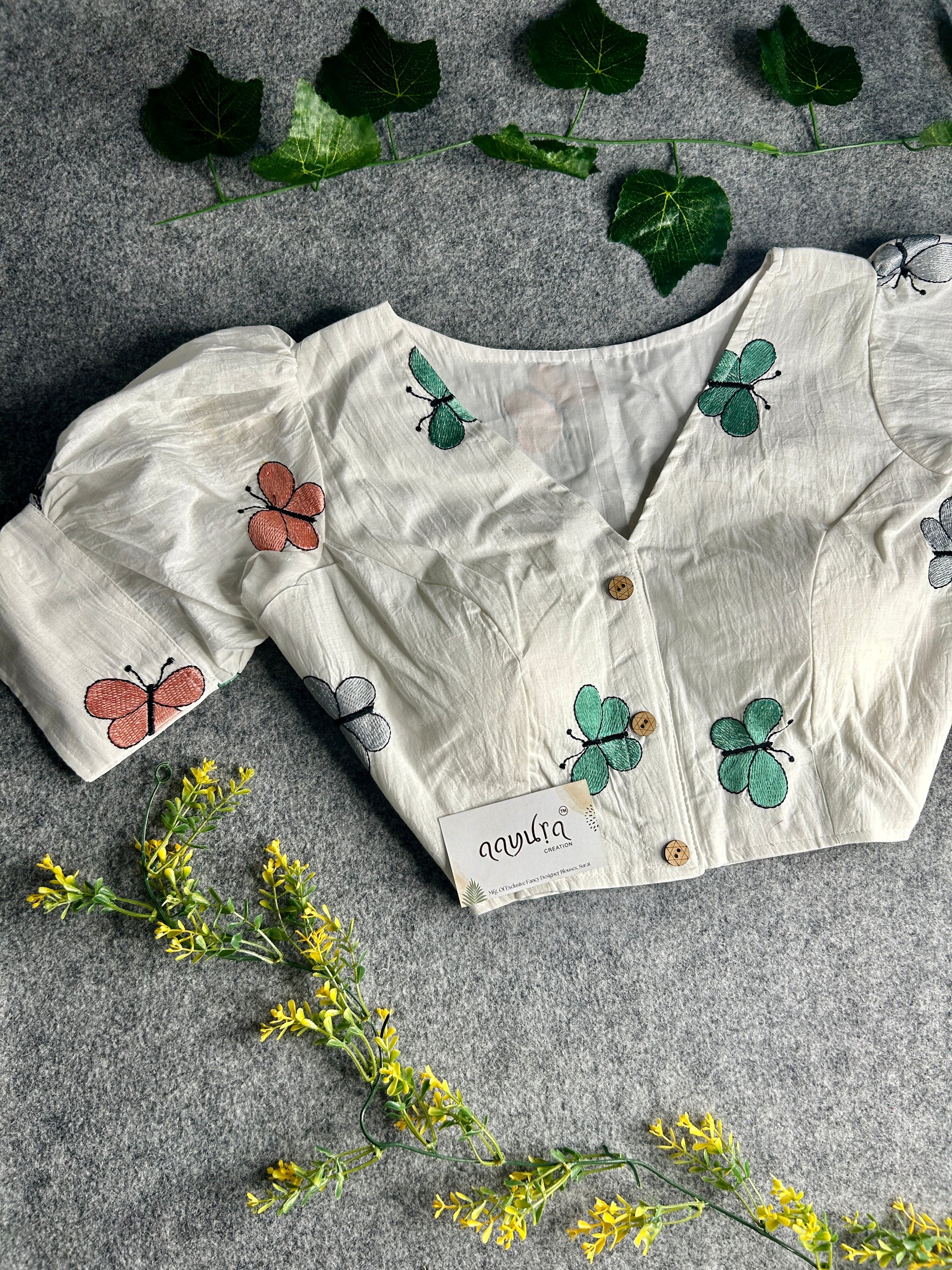 Premium Spun Cotton Butterfly Feeding Midi - FM10