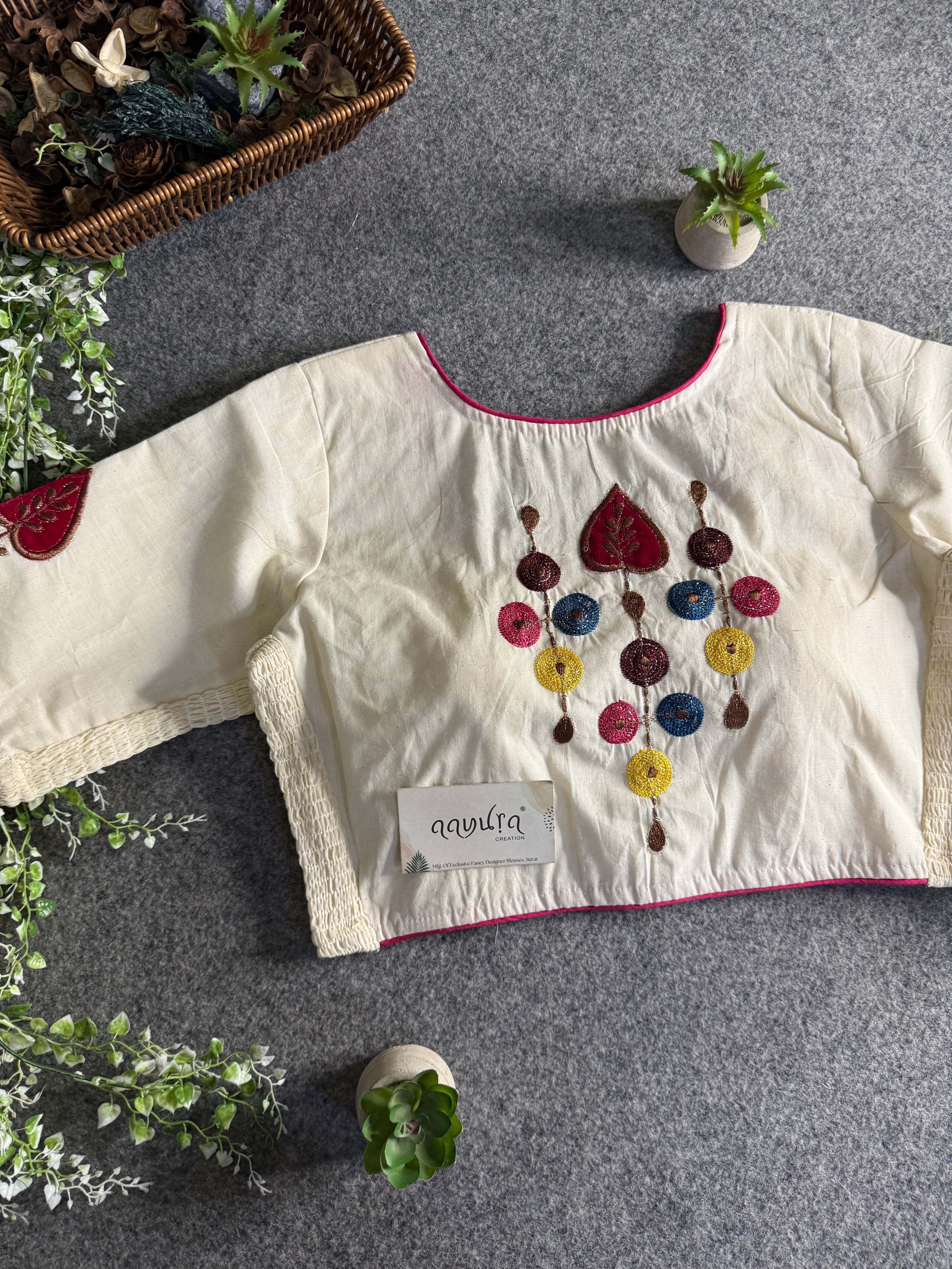 Khadi Threaded Streatchable Blouse