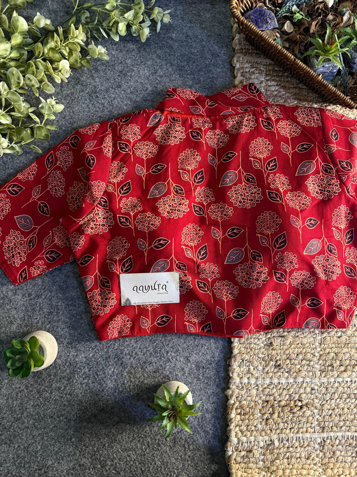 Cotton Collar Ajrakh Blouse