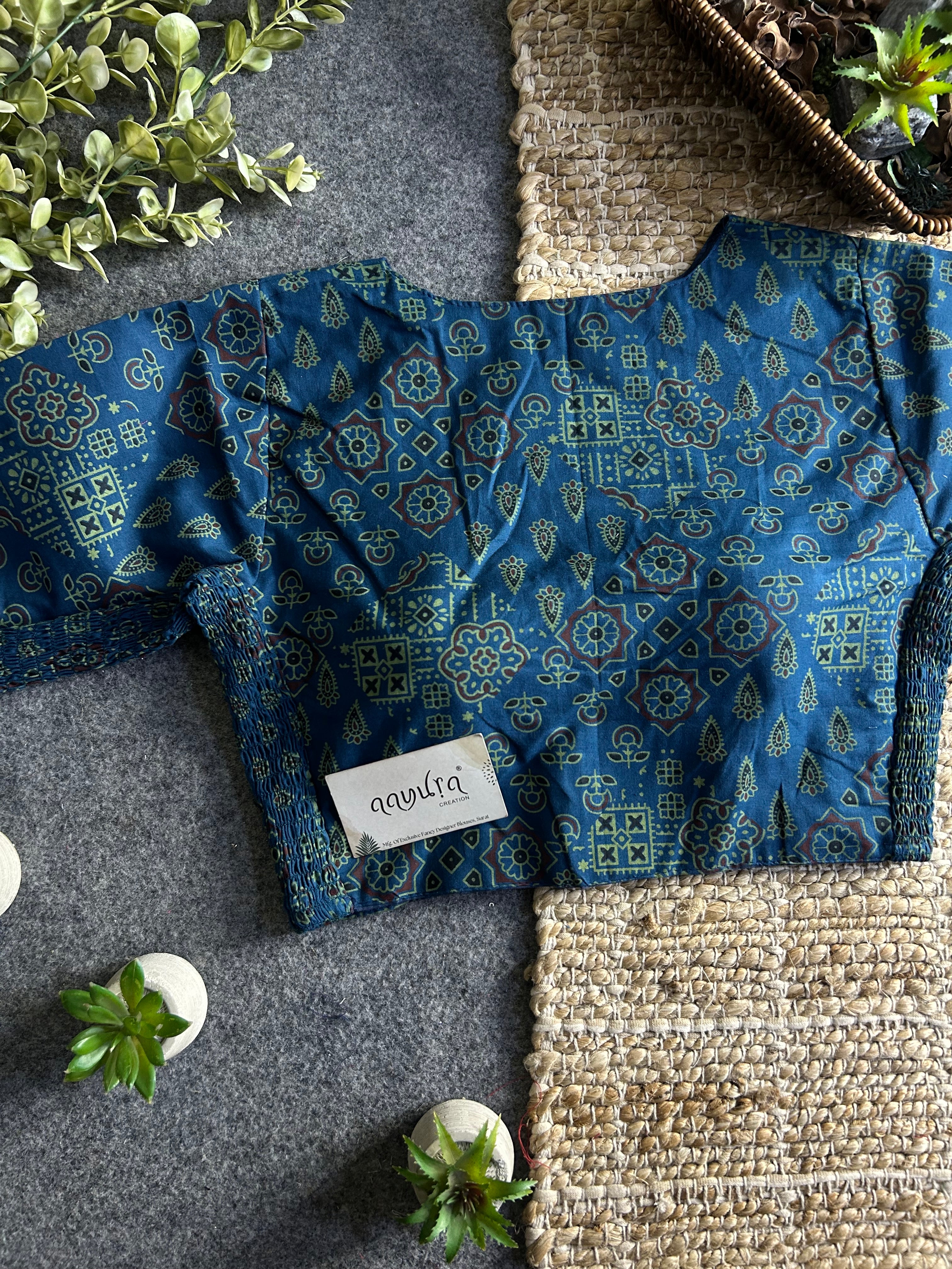 Comfort Fit Cotton Ajrakh Print Blouse