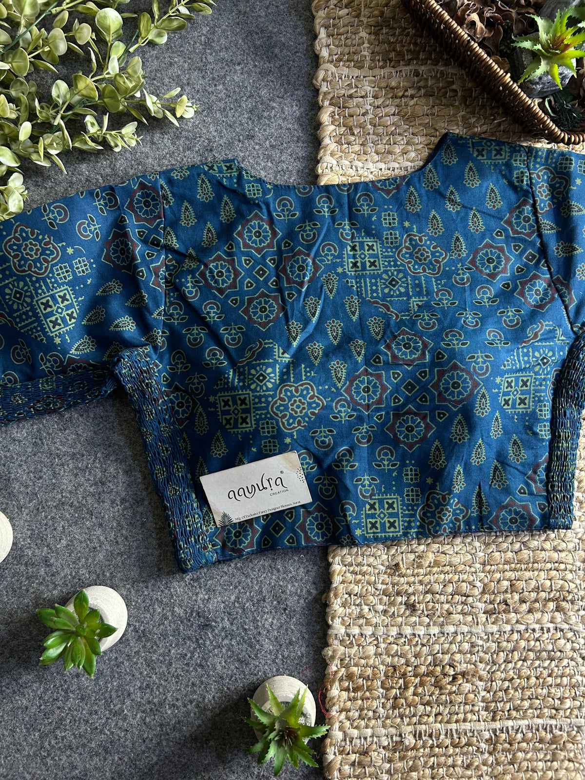 Comfort Fit Cotton Ajrakh Print Blouse