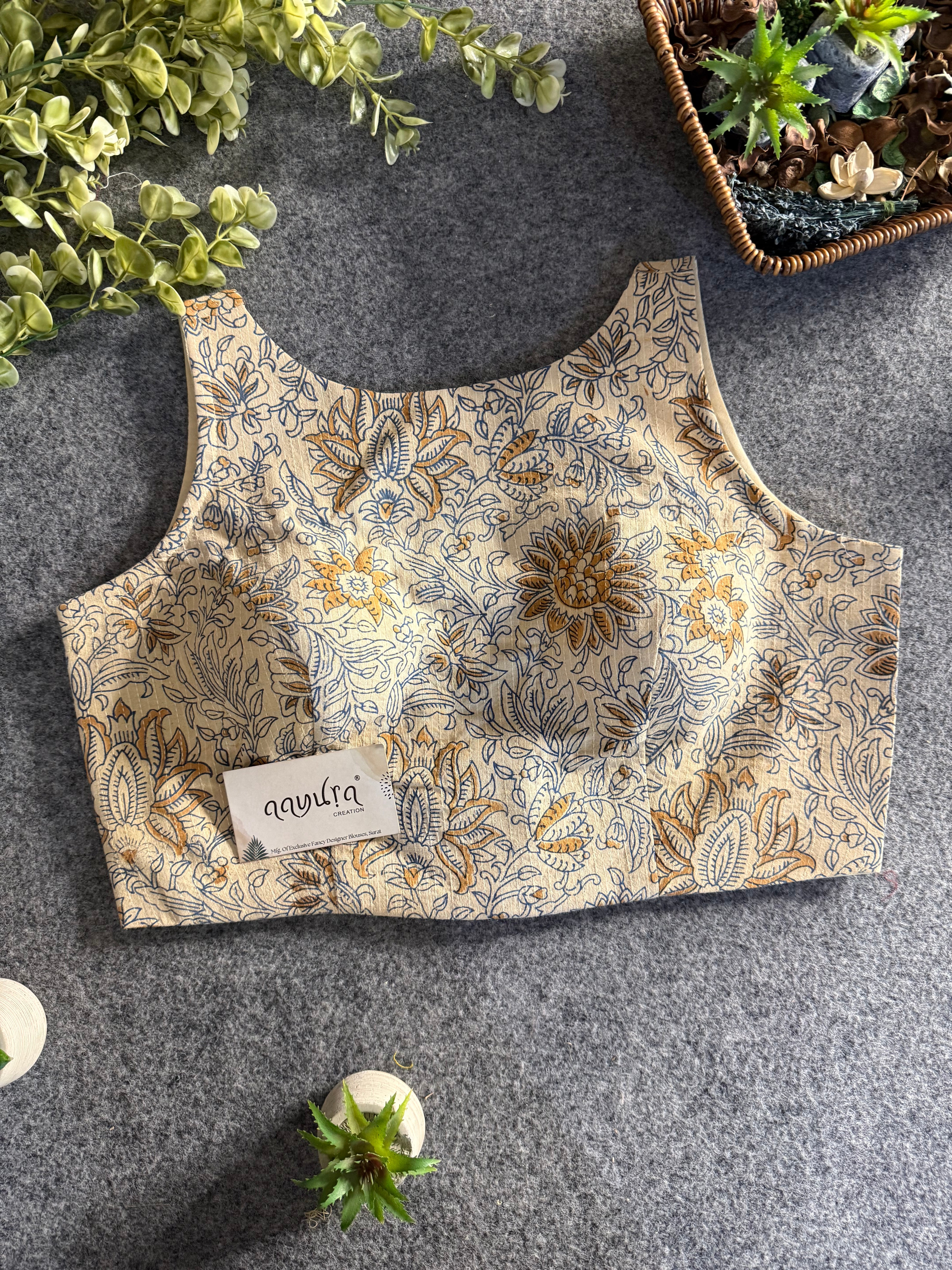 Boatneck Ajrakh Blouse