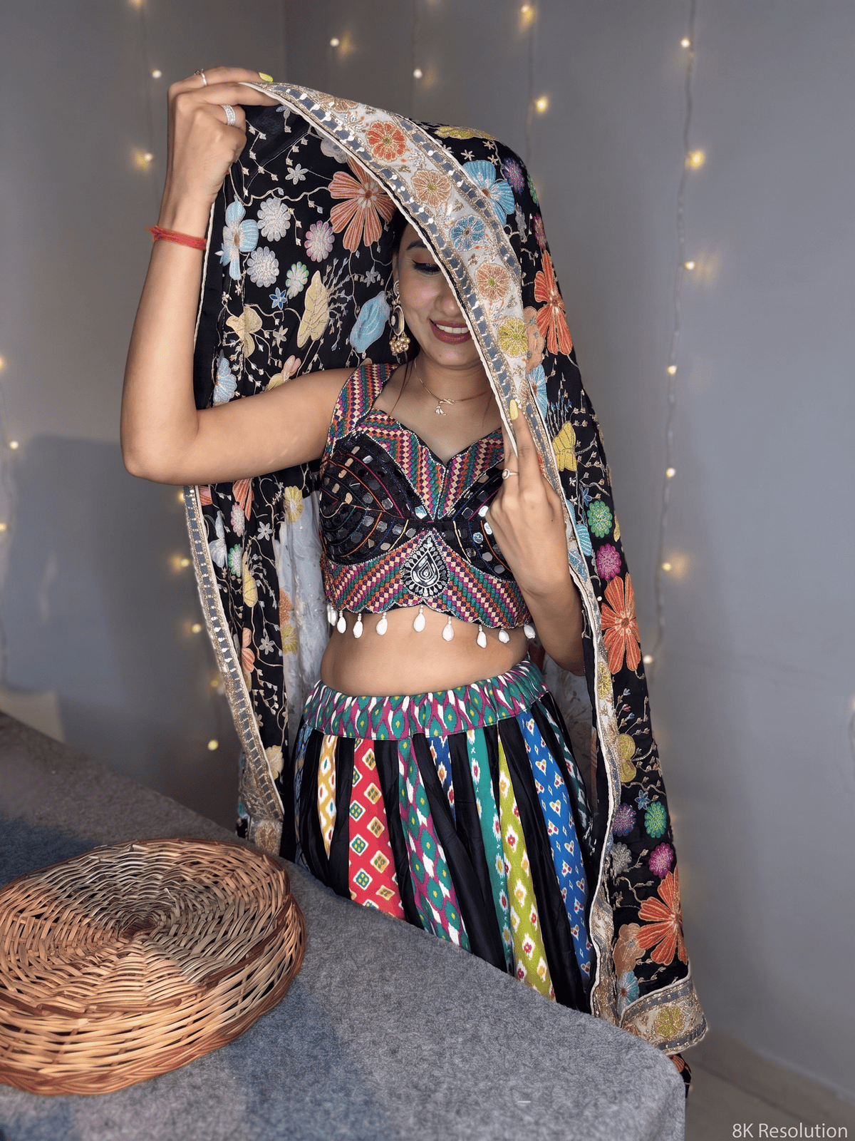Navratri Mirror Work Lehenga With Fancy Dupatta