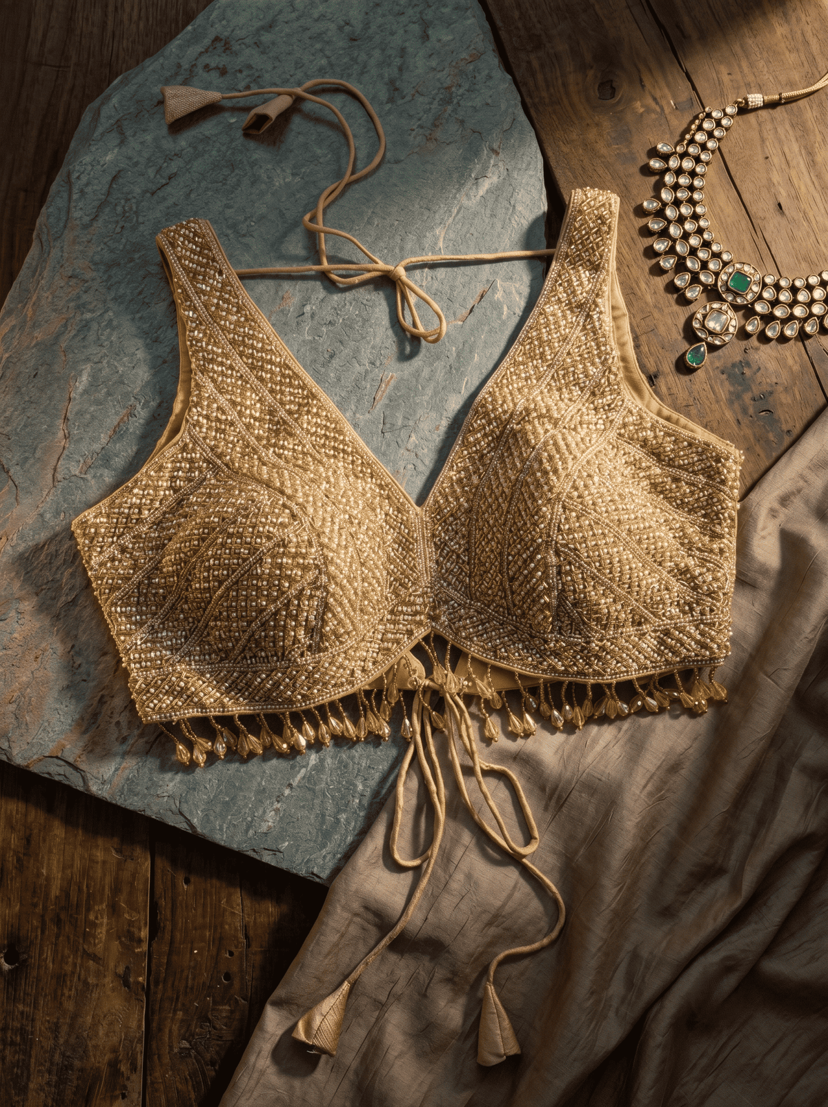 Shraddha Pearl Lace Work Blouse
