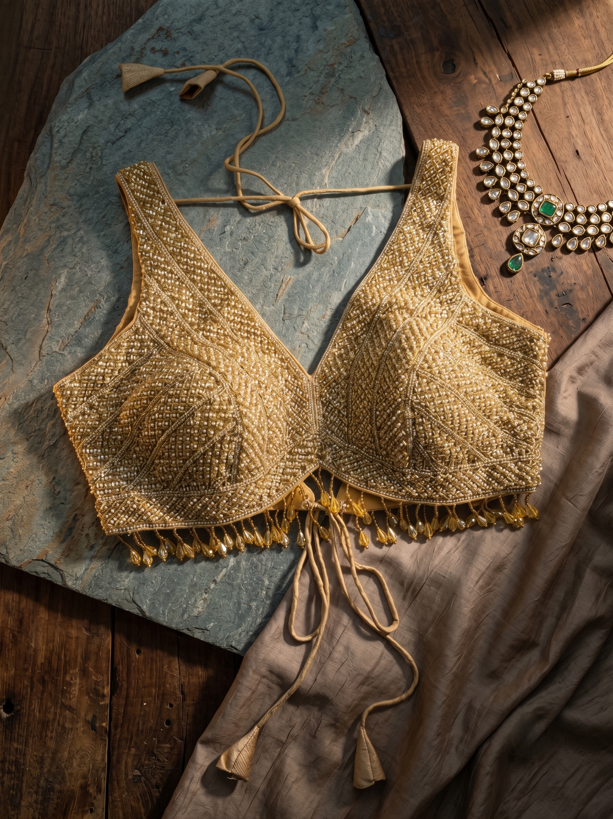 Shraddha Pearl Lace Work Blouse