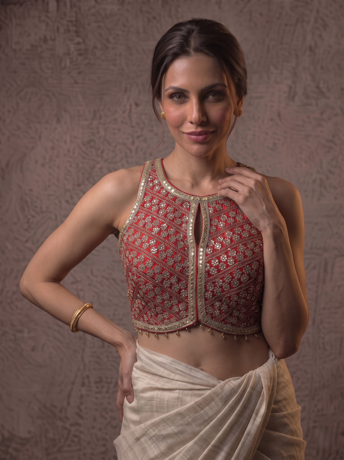 Heavy Stone Work Designer Lace Blouse