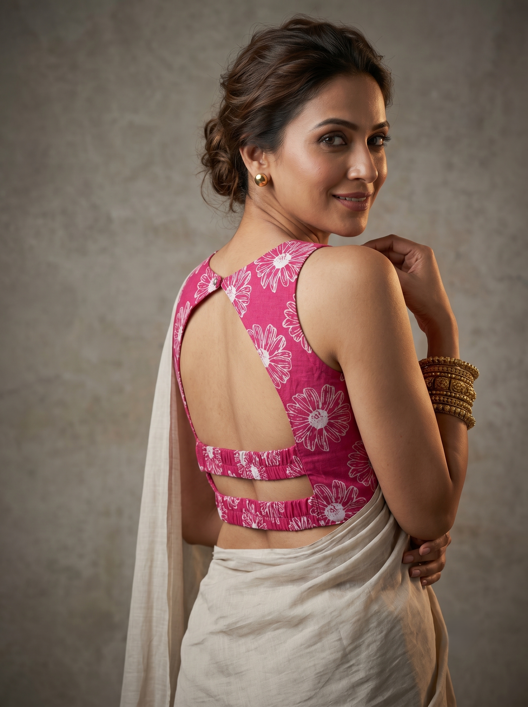 StyleEase Cotton Halter Designer Blouse