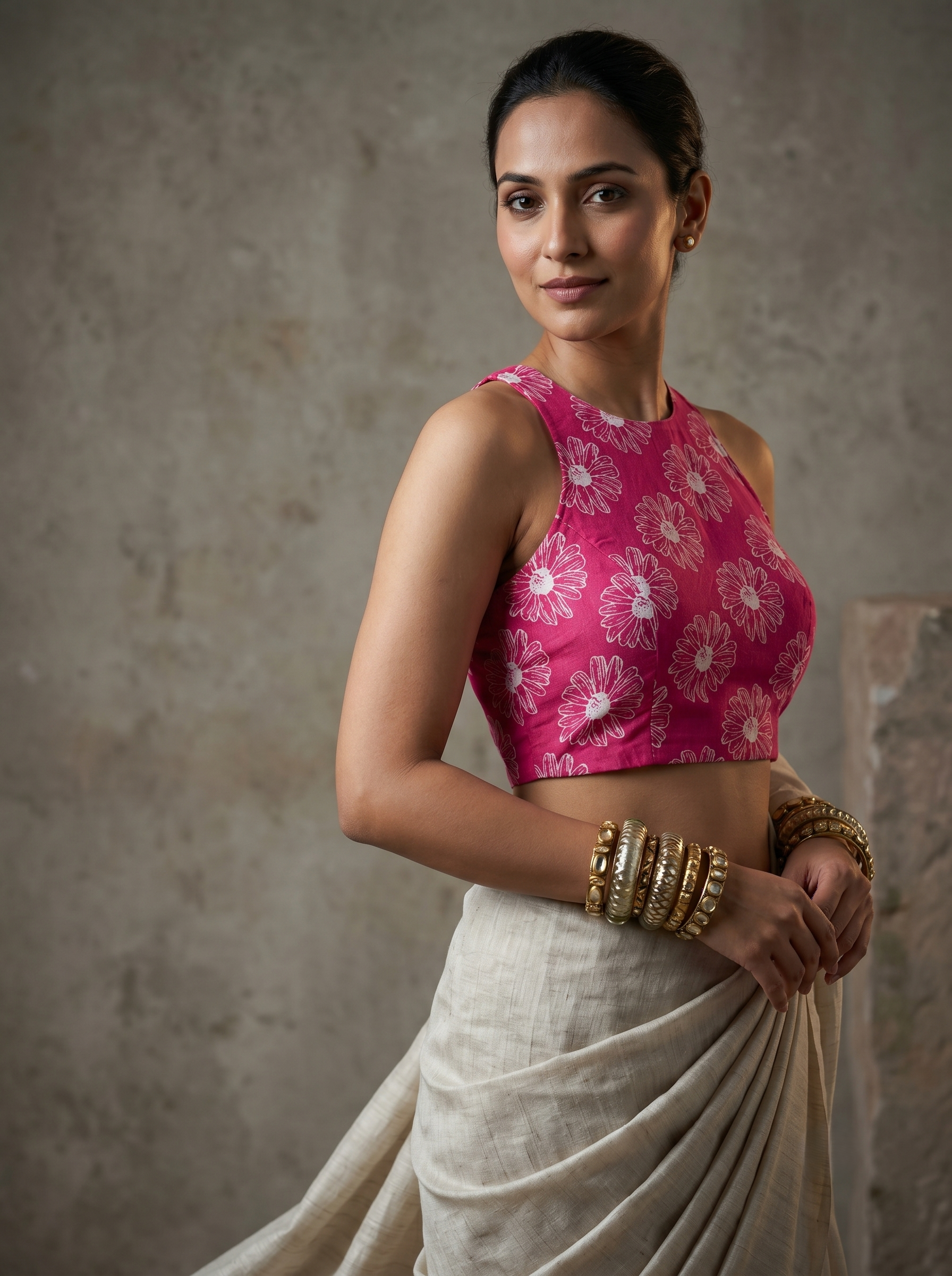 StyleEase Cotton Halter Designer Blouse