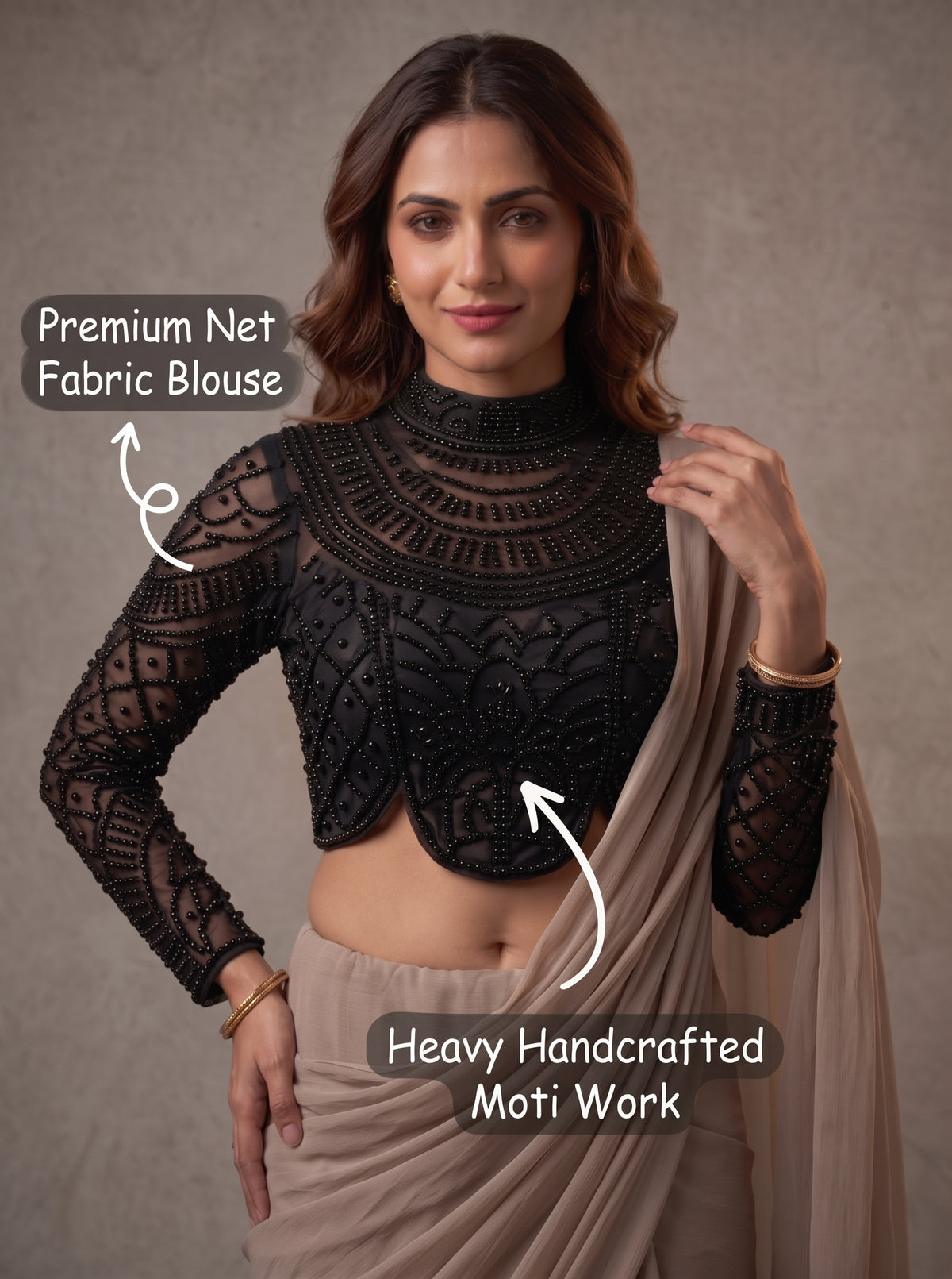 Moti Royale Net Full Sleeves Blouse