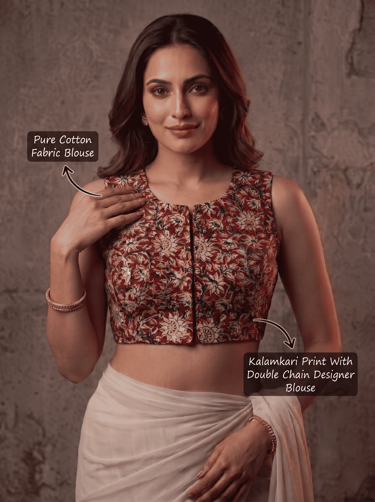 Kalamkari Chic – Double Chain Designer Blouse