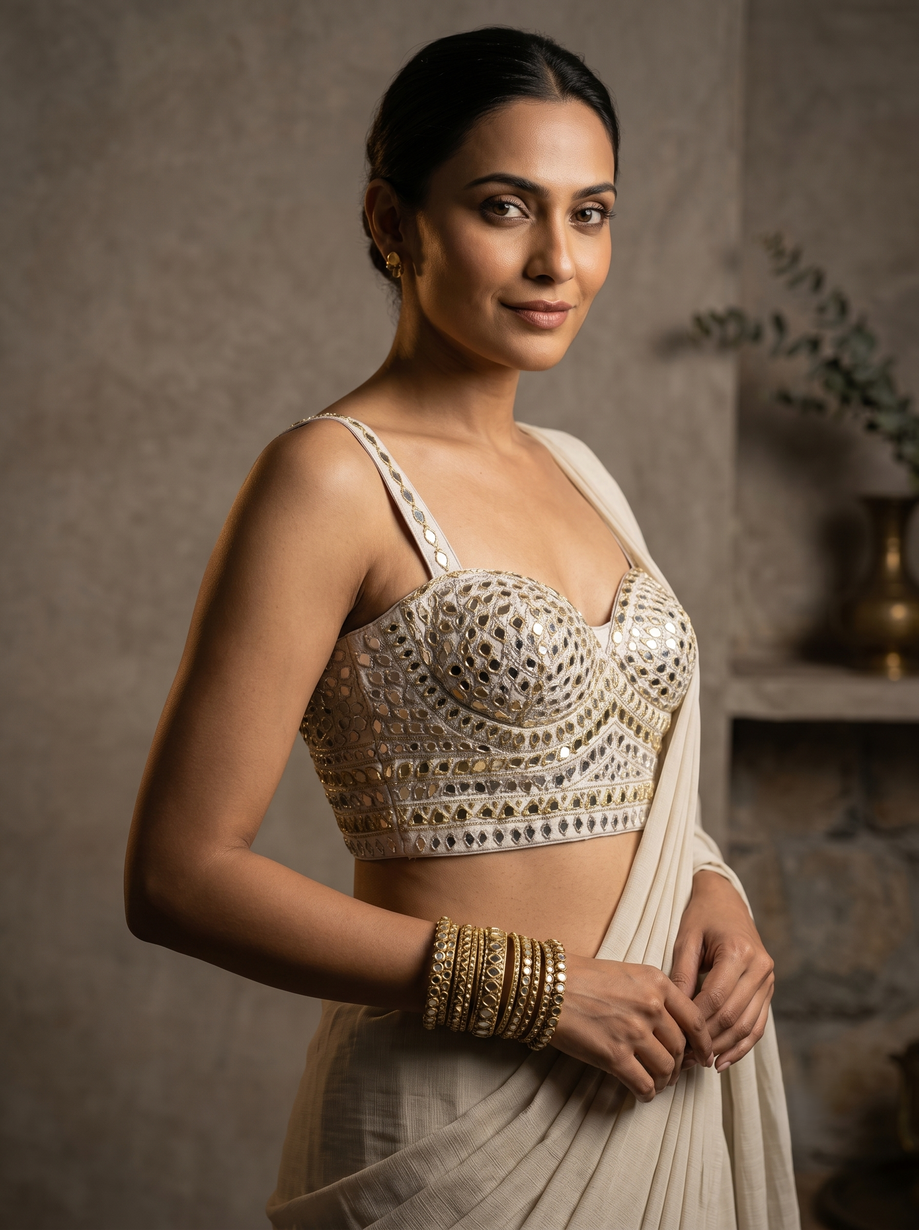 Royal Mirror Glow Silk Blouse