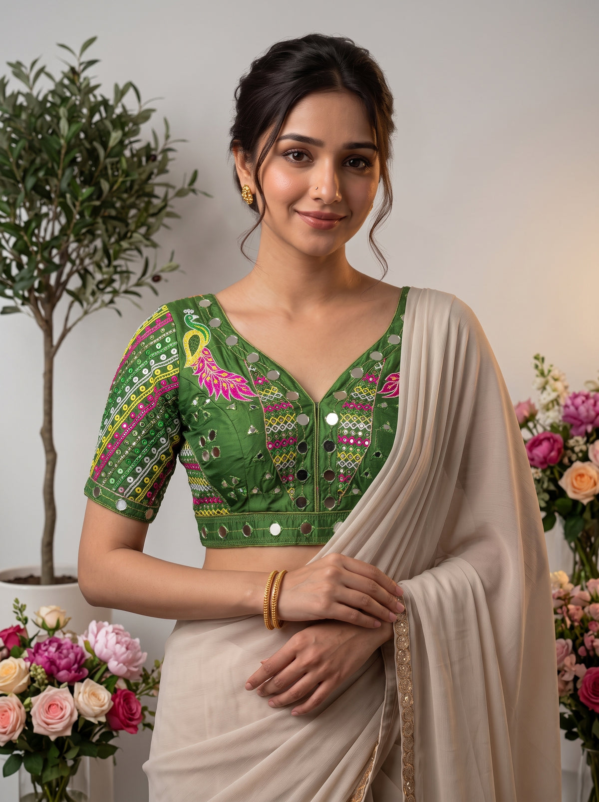 Aabha Navratri Roman Silk Blouse