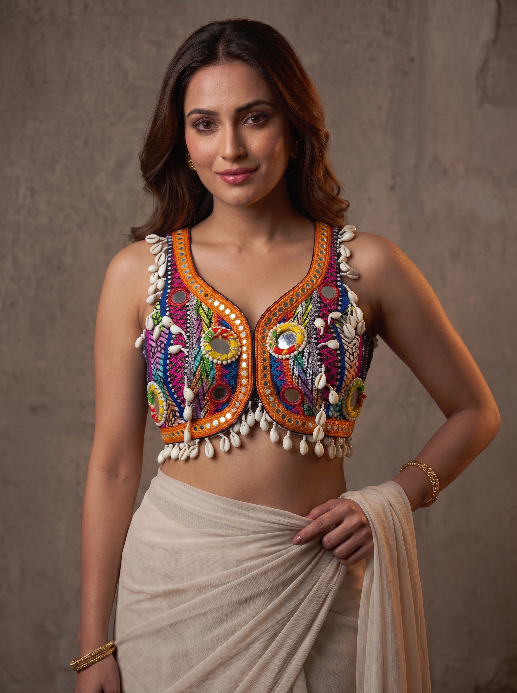 Navratna Mirror & Shell Blouse