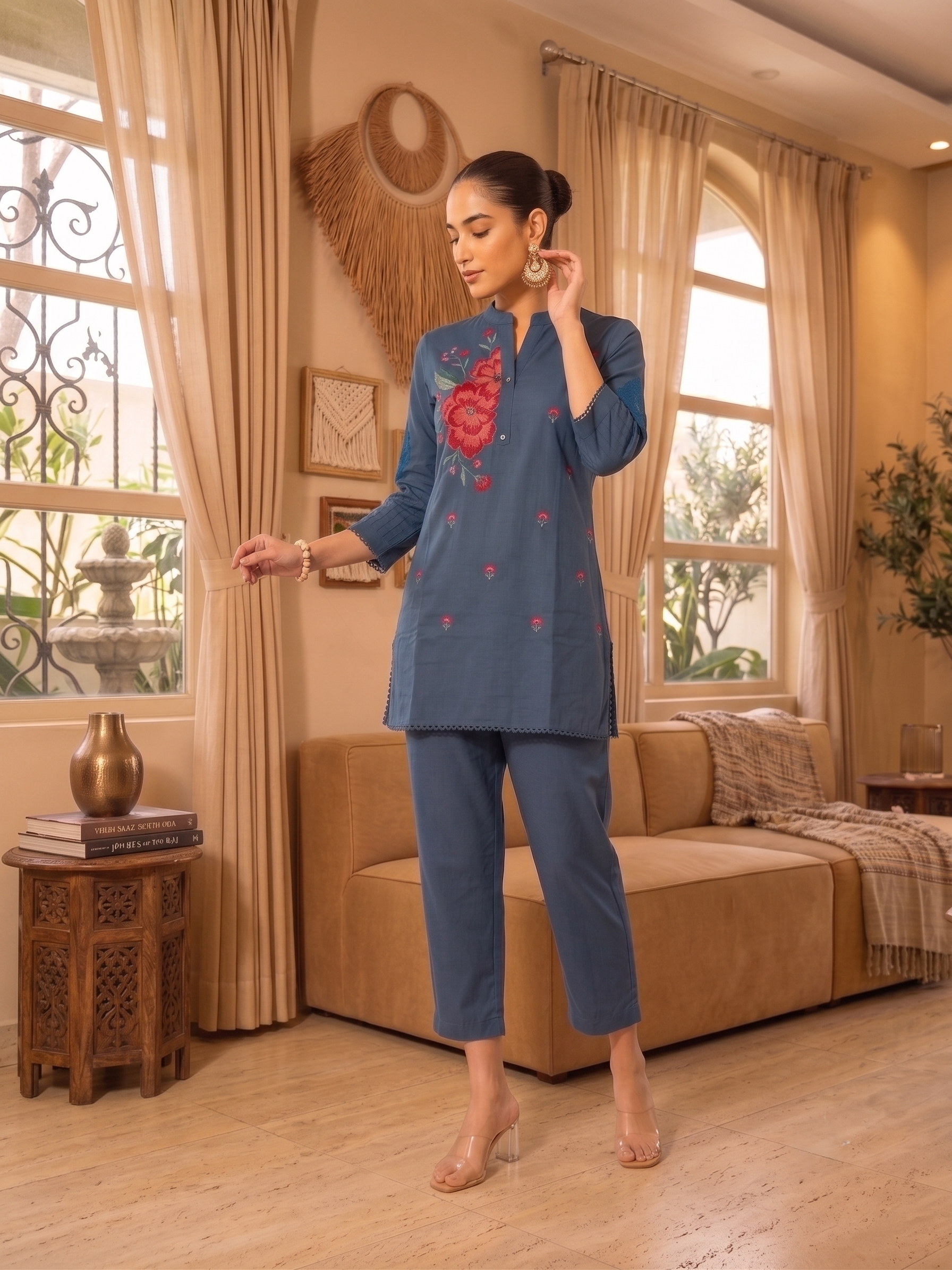 Noor Multi Threadwork Co-Ord Set