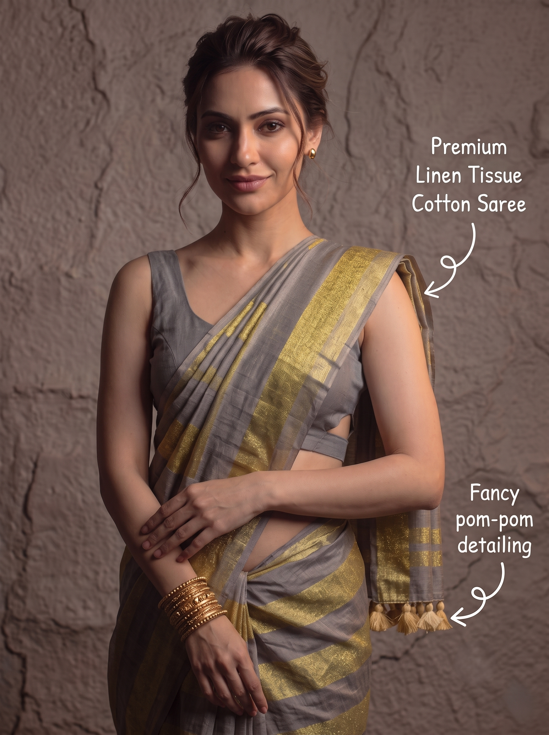 Pastel Checks Charm Linen Tissue Saree