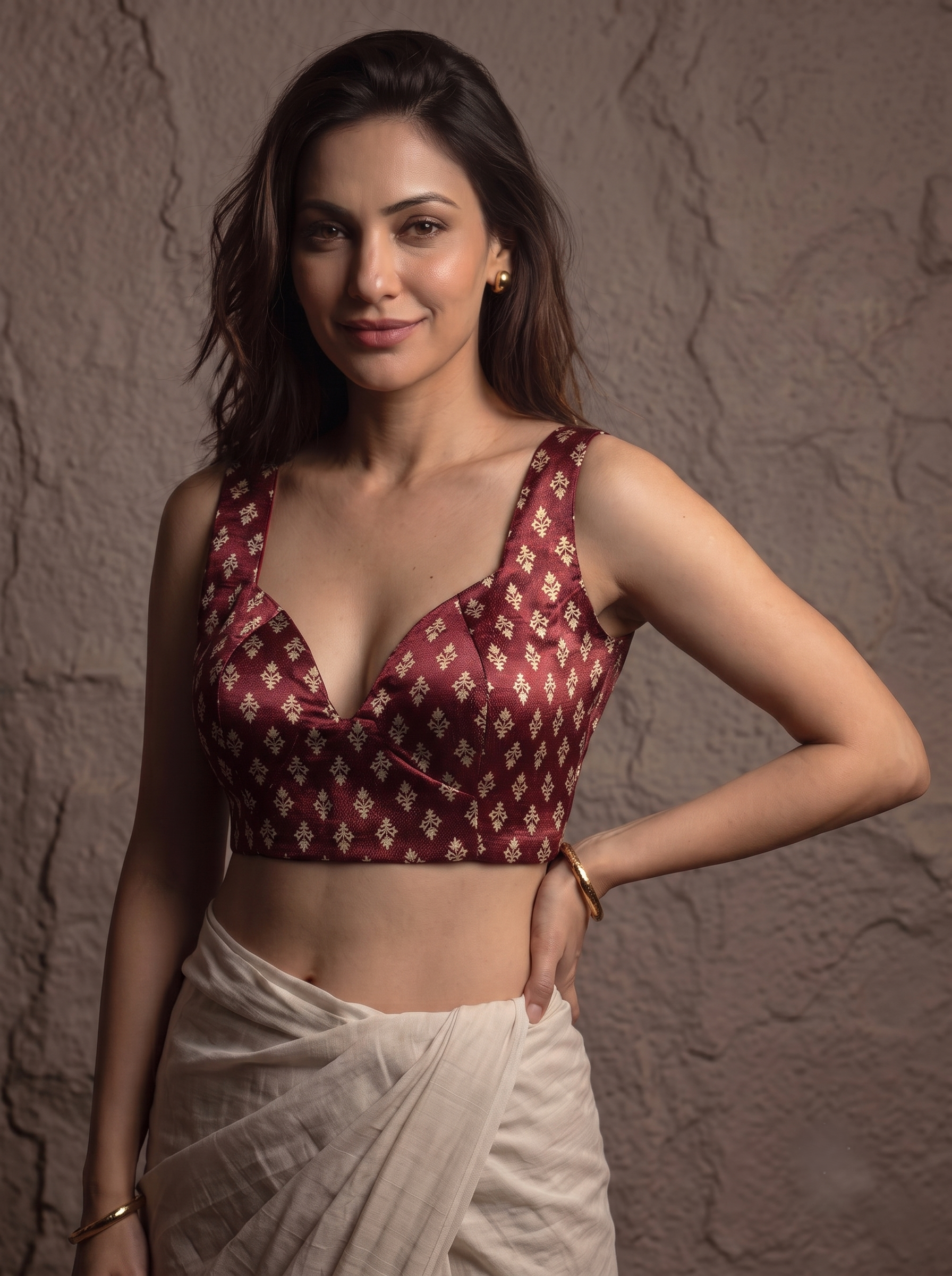 Pure Gajji Silk V-Neck Blouse