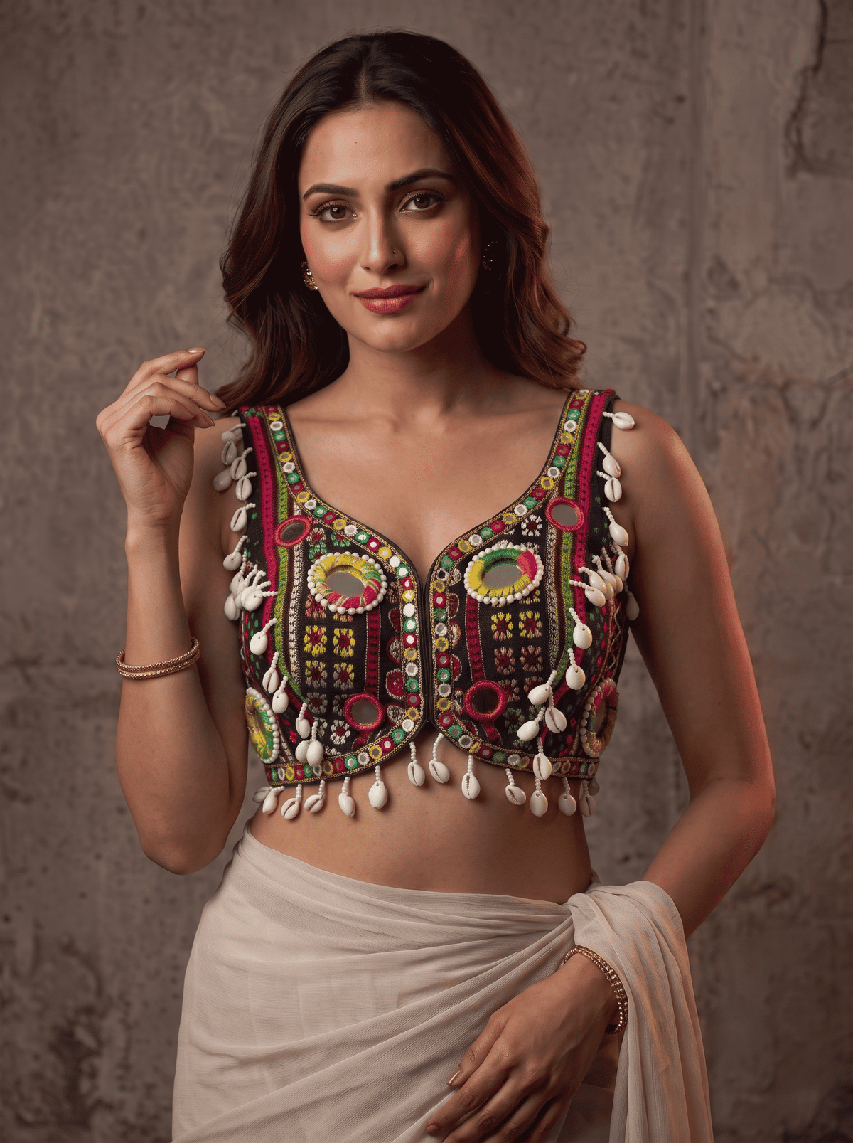 Navratna Mirror & Shell Blouse