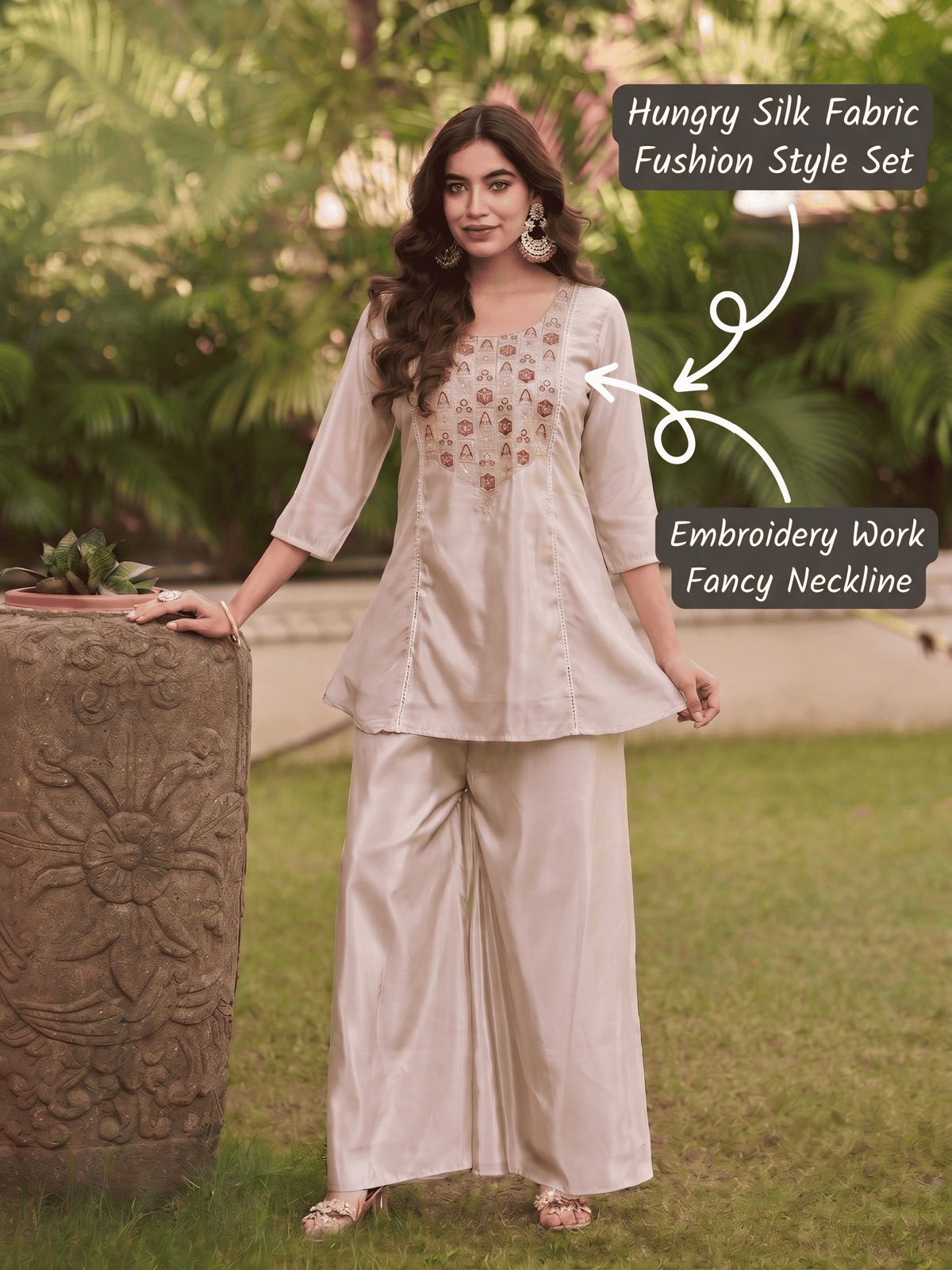Riva Embroidered Hungry Silk Co-Ord Set