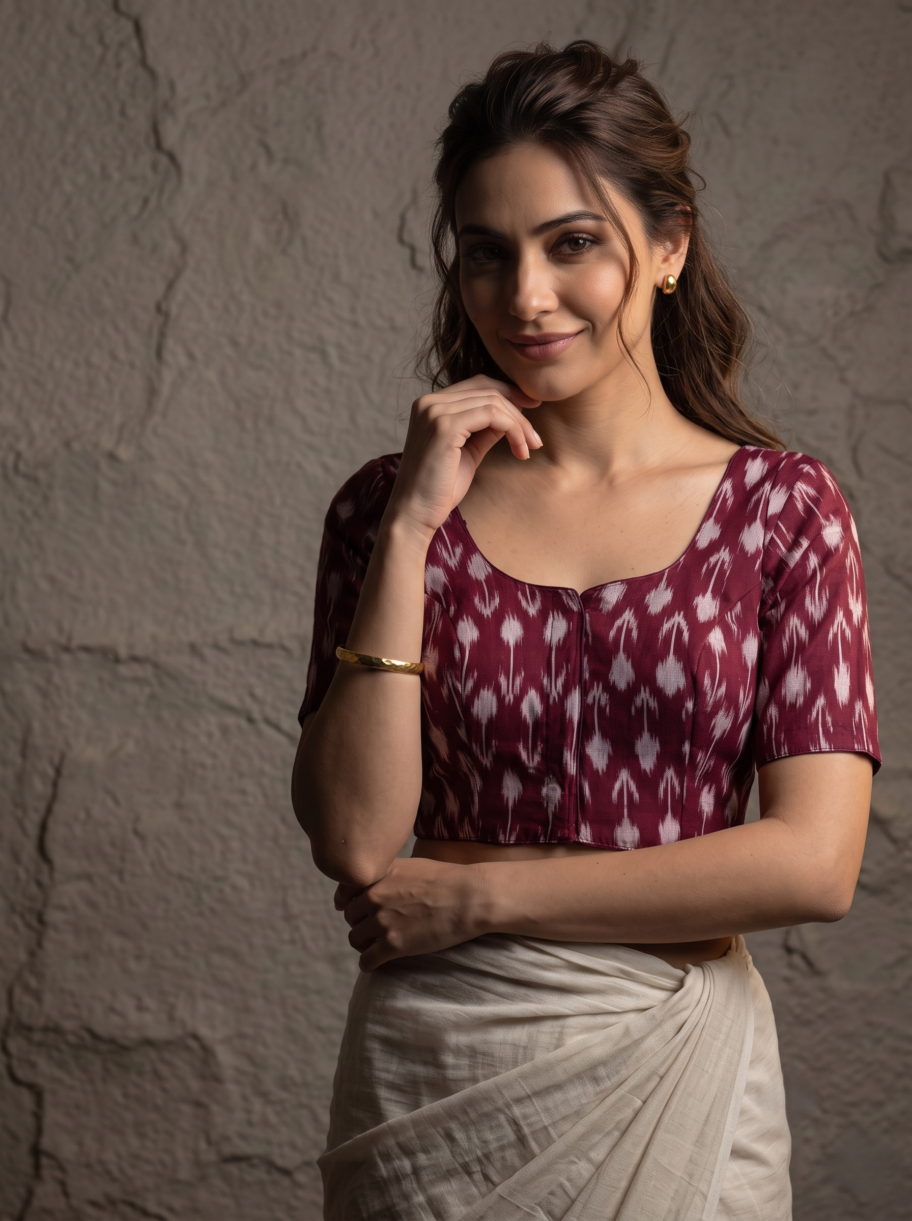 Classic Ikkath Designer Front-Open Blouse