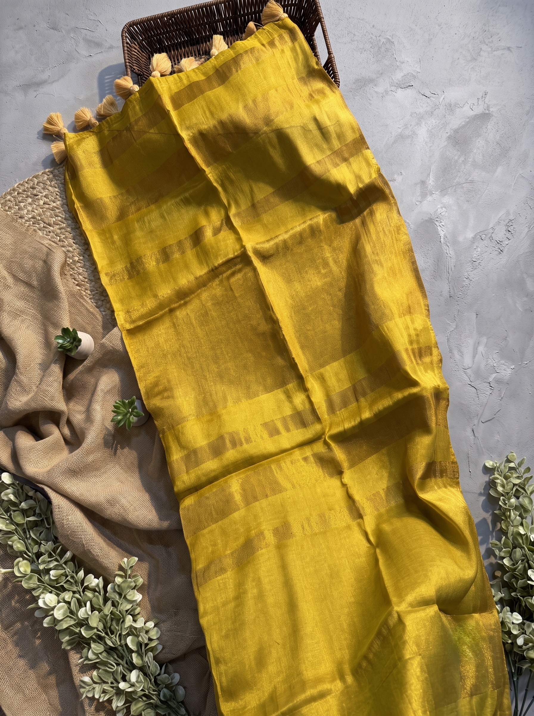 Pastel Checks Charm Linen Tissue Saree