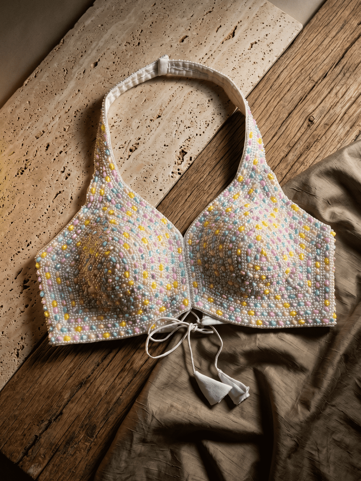 Janhvi Pearl Halter Neck Blouse
