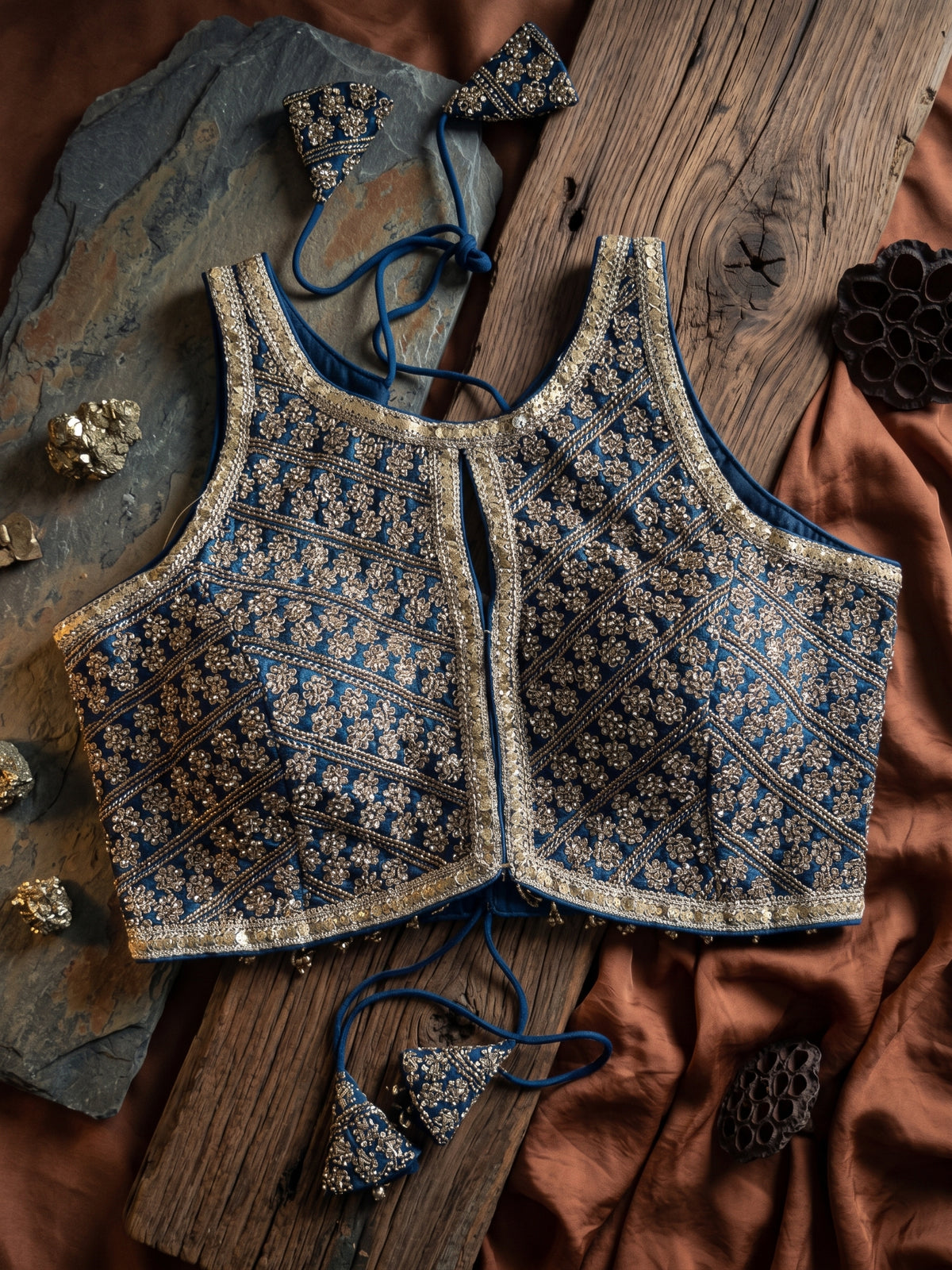 Heavy Stone Work Designer Lace Blouse