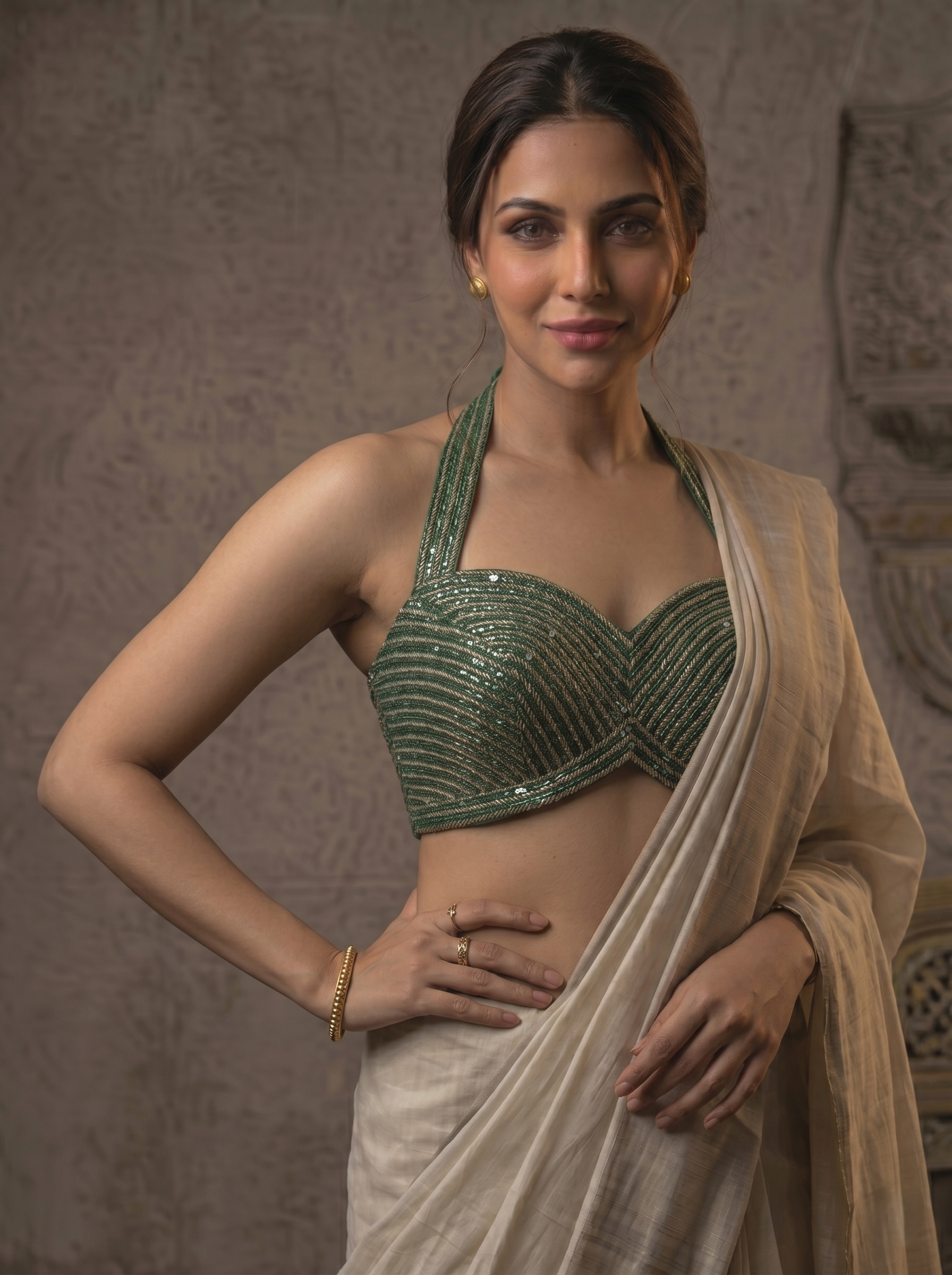 Luxe Silk Handcrafted Halter Neck Blouse