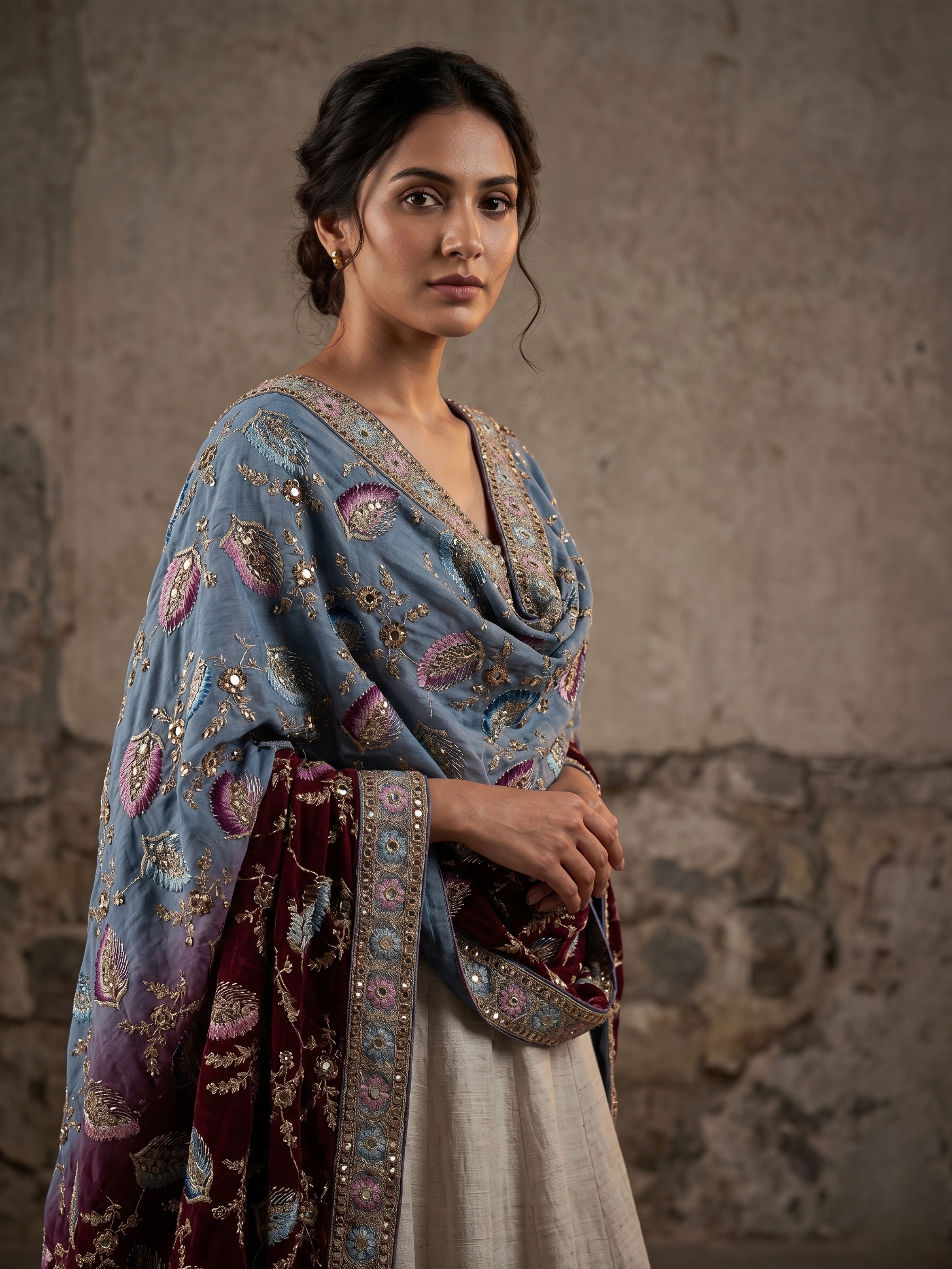 Ira Position Thread Work Dupatta