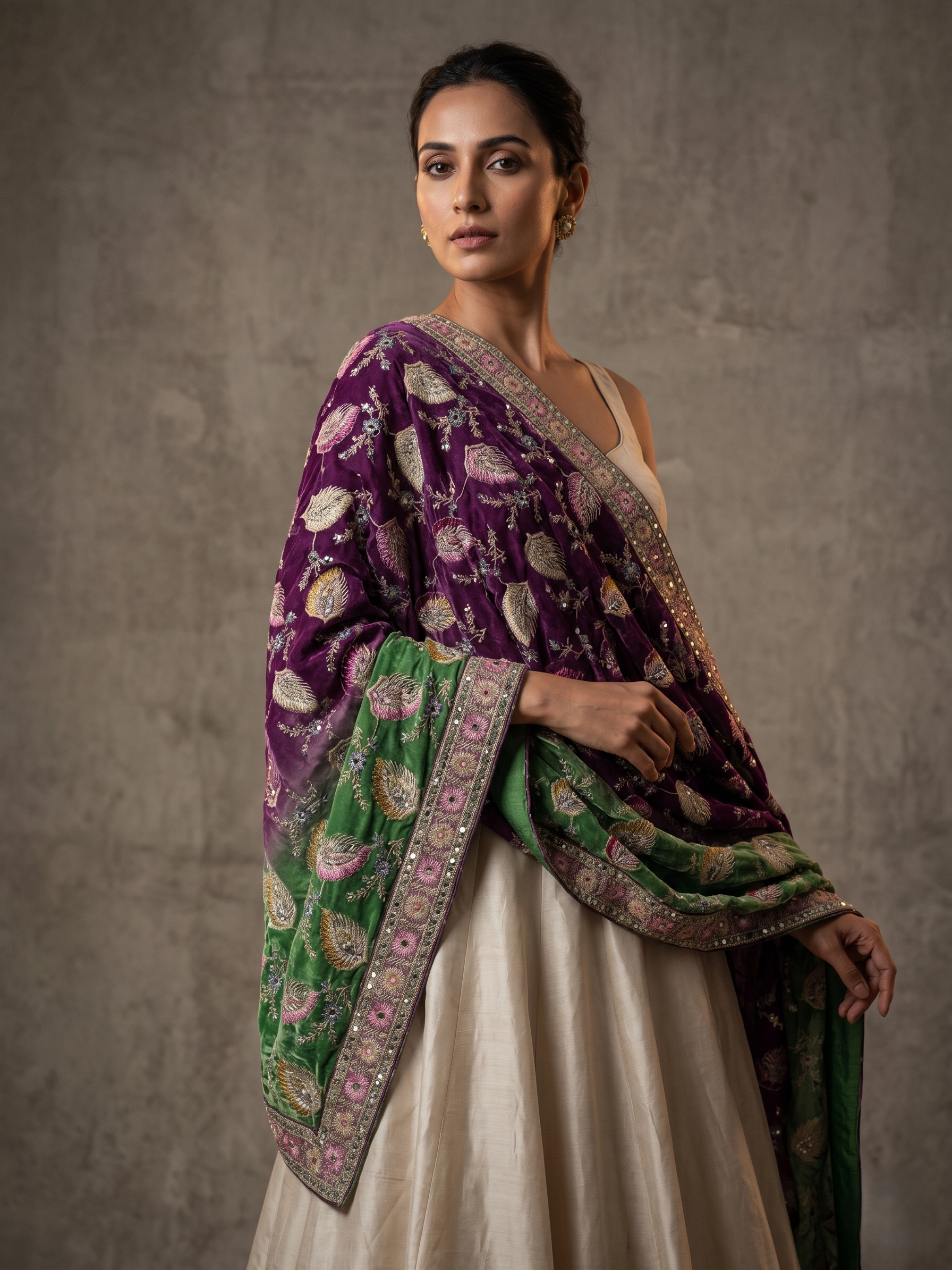 Ira Position Thread Work Dupatta