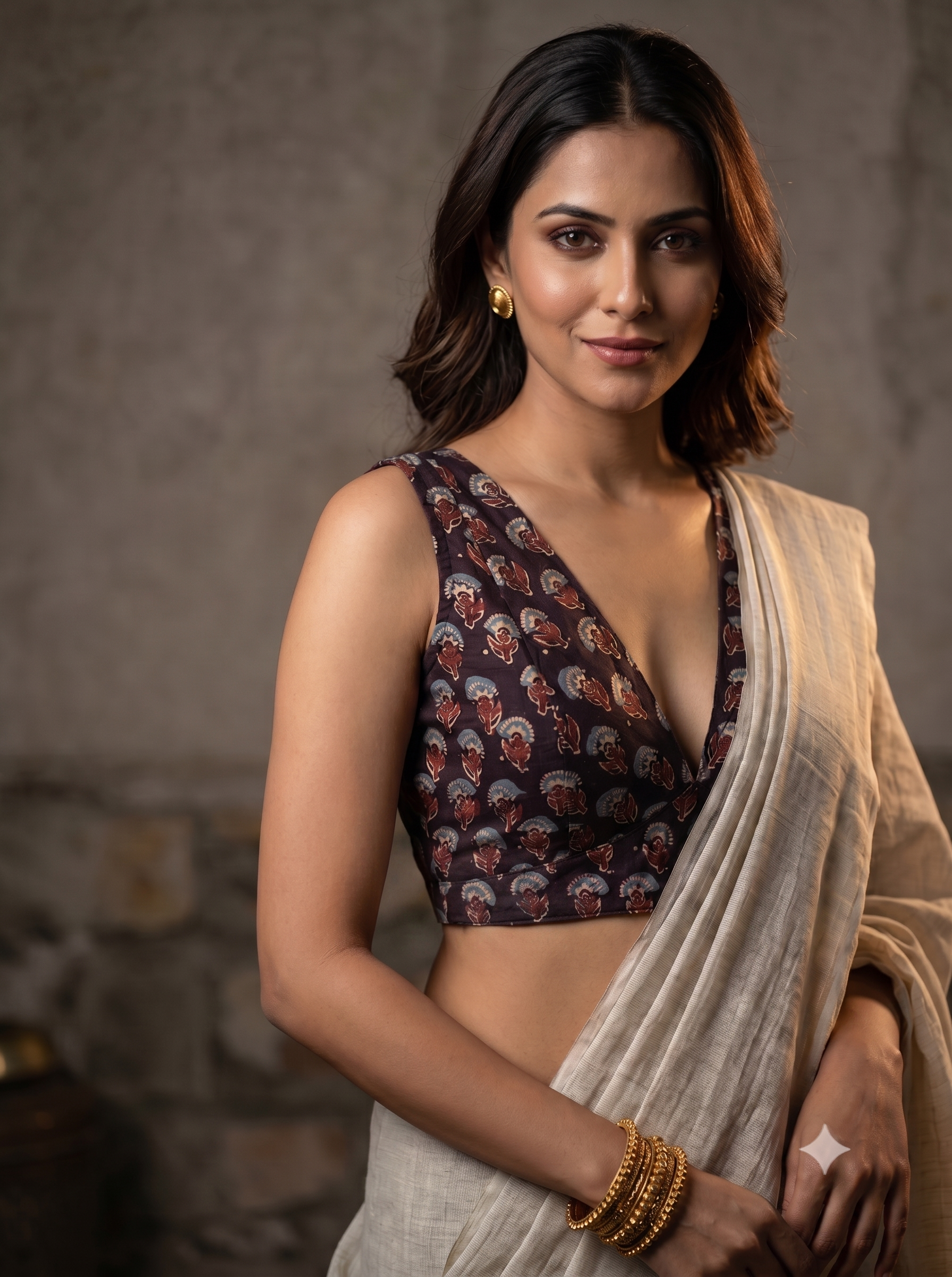 Ajrakh V Neck