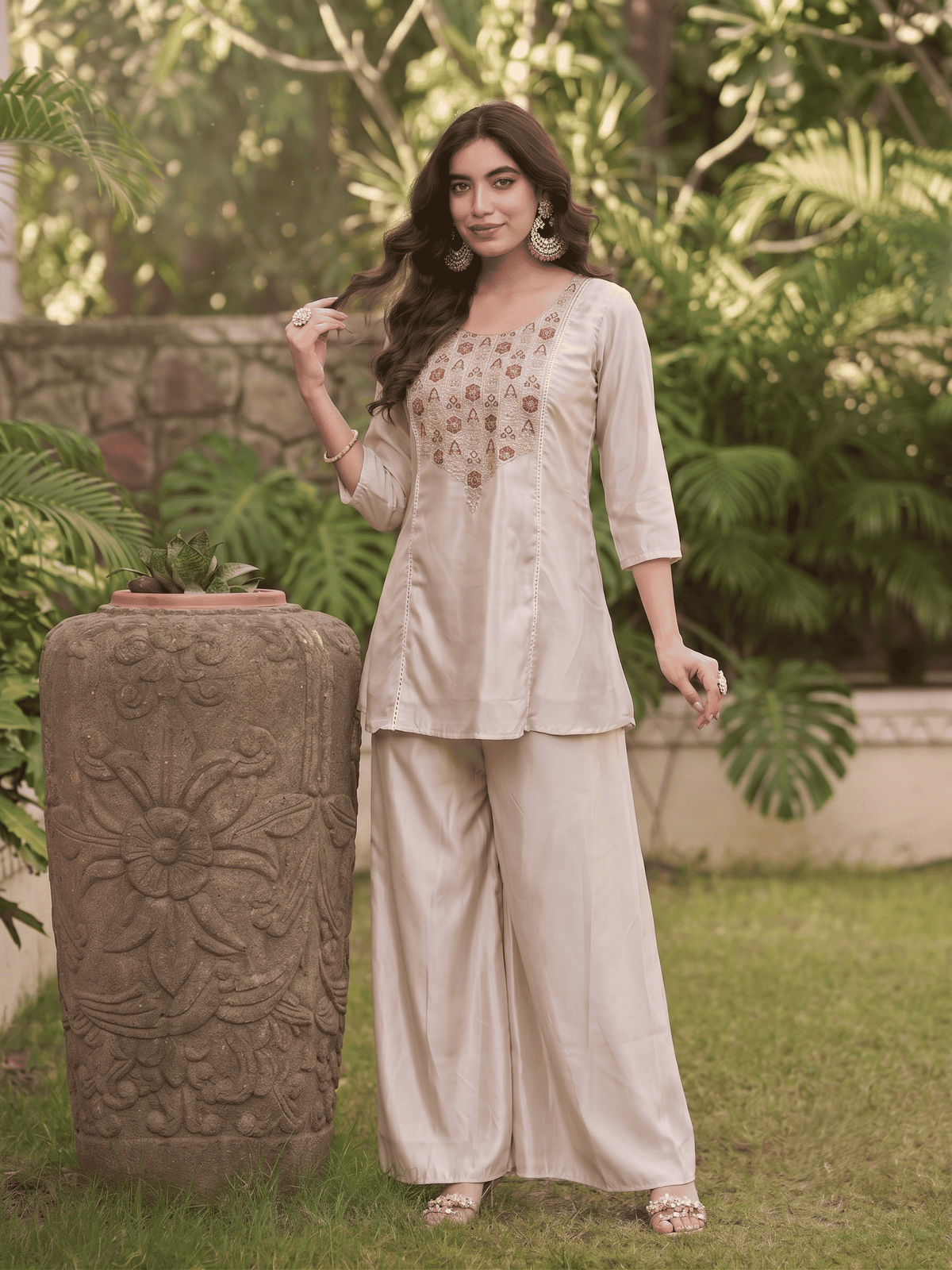 Riva Embroidered Hungry Silk Co-Ord Set