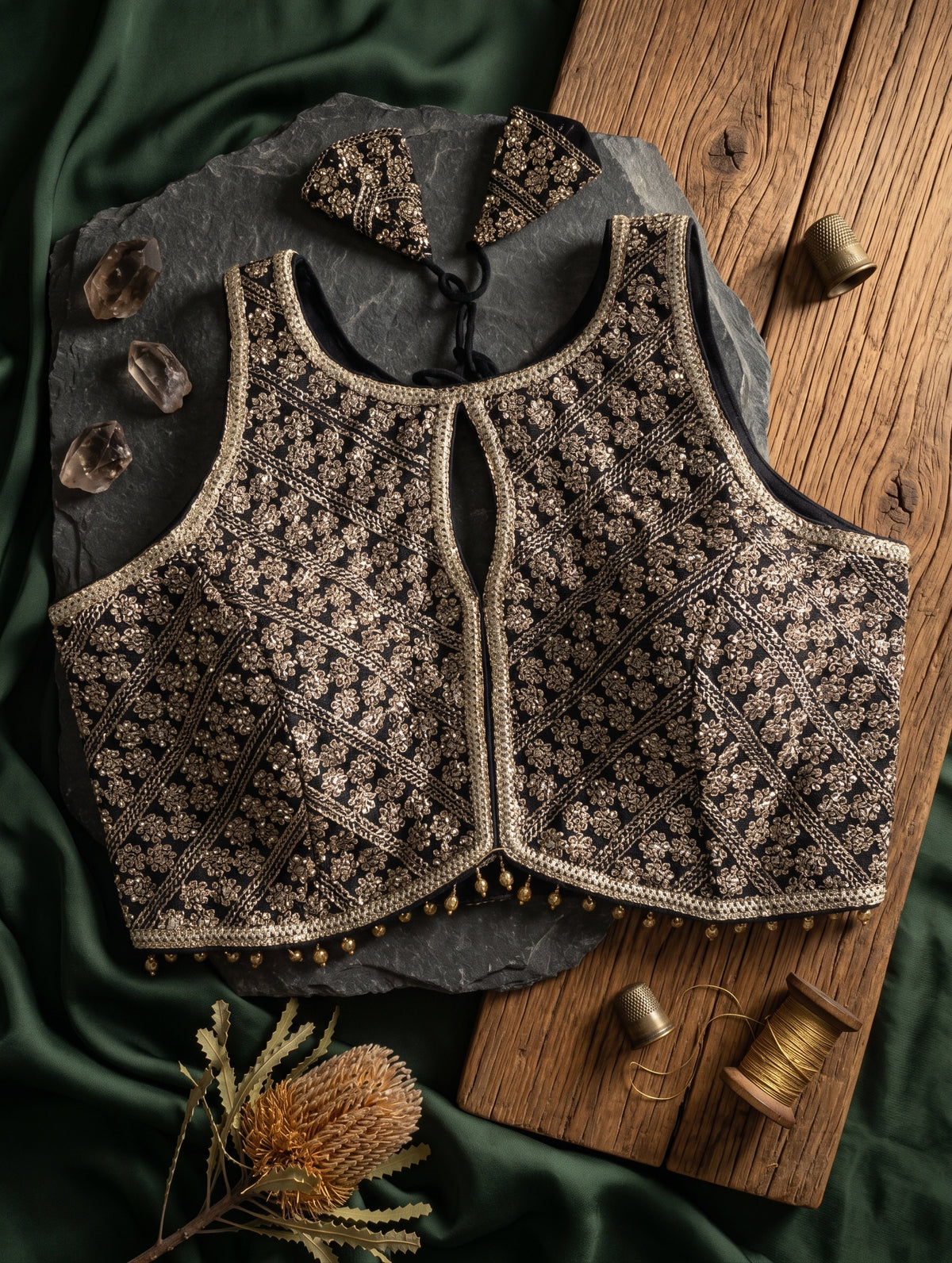 Heavy Stone Work Designer Lace Blouse