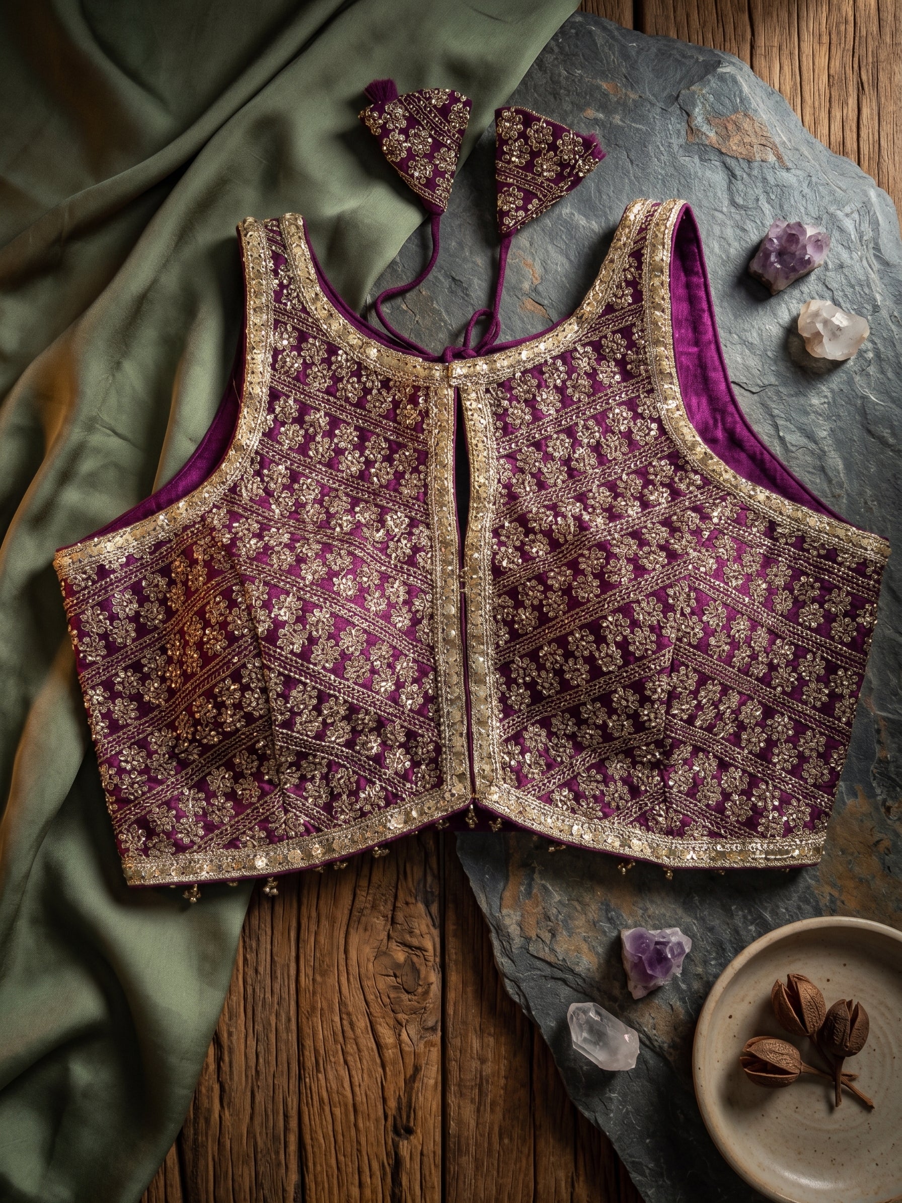Heavy Stone Work Designer Lace Blouse
