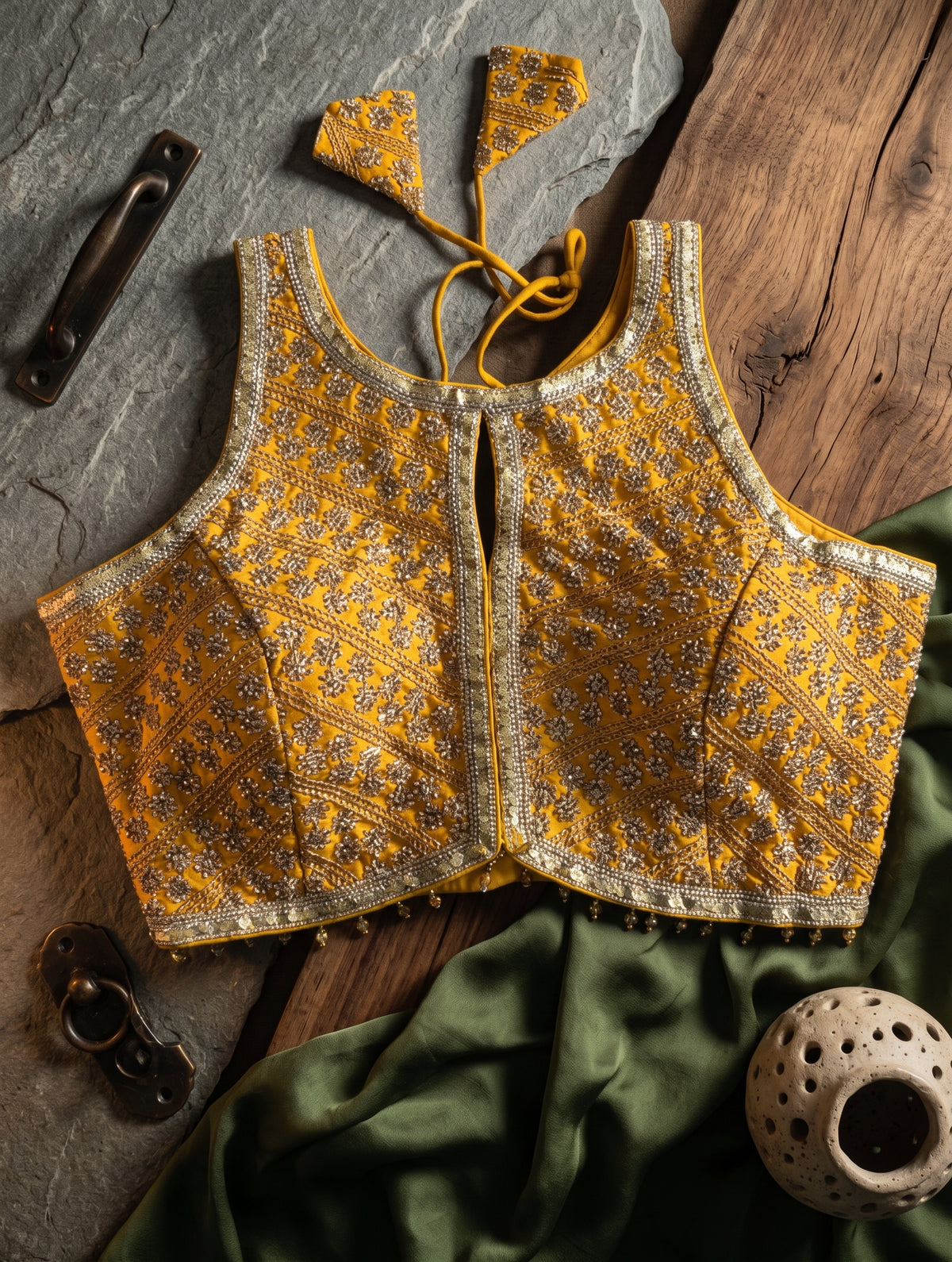 Heavy Stone Work Designer Lace Blouse