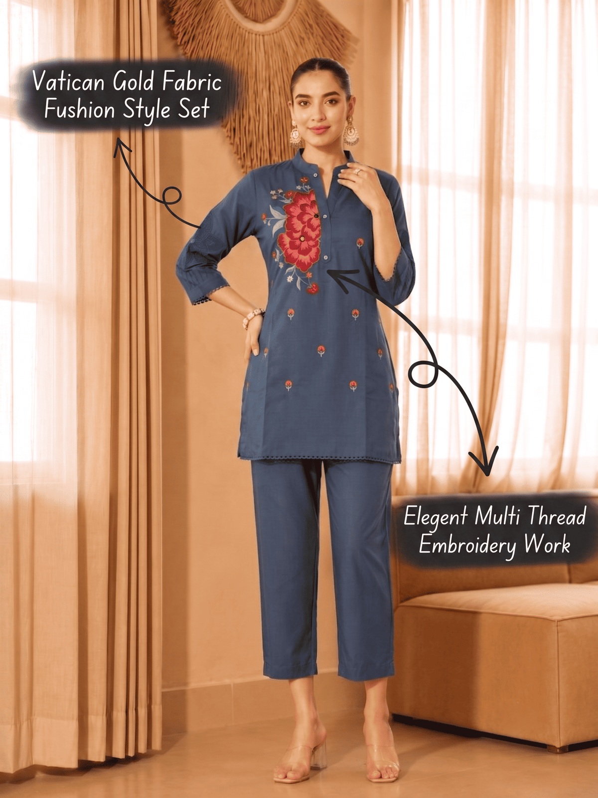 Noor Multi Threadwork Co-Ord Set