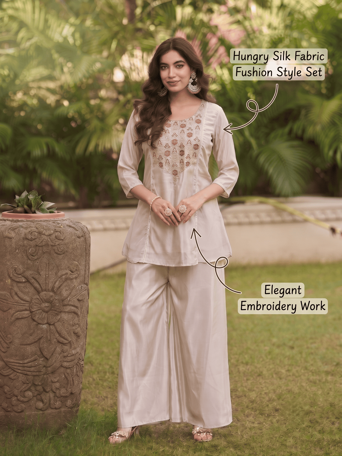 Riva Embroidered Hungry Silk Co-Ord Set
