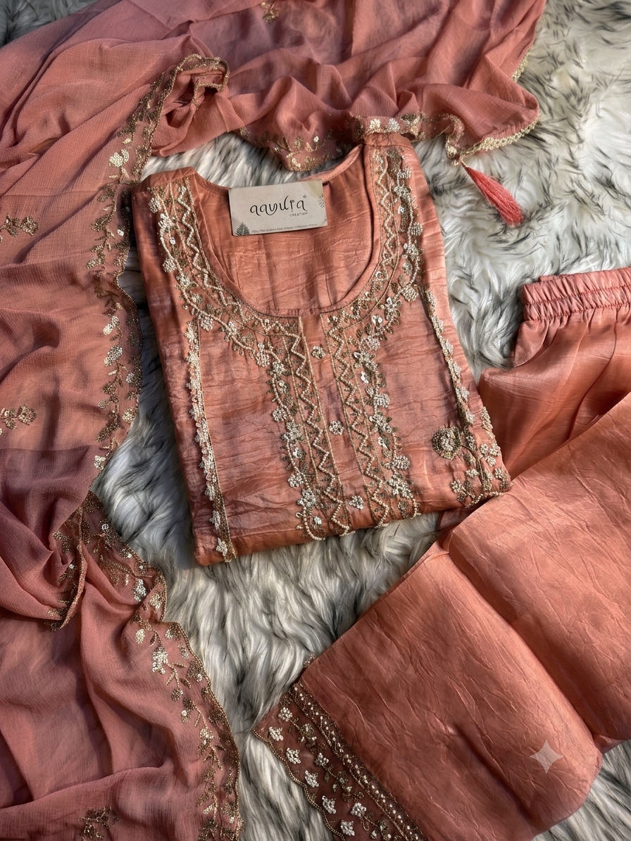 Nazrana Dolomite Silk Sharara Set
