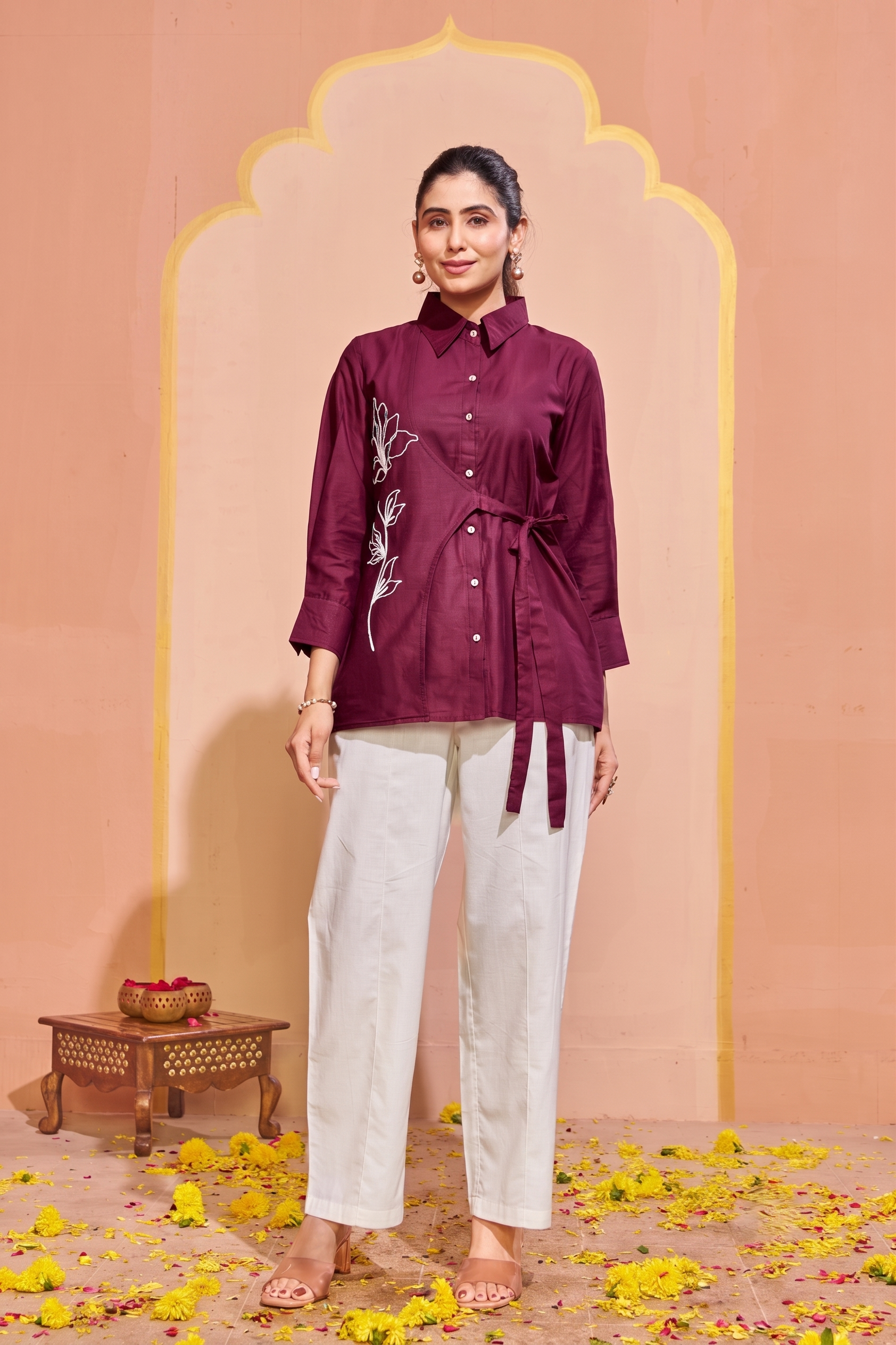 Myra White Embroidery Co-Ord Set