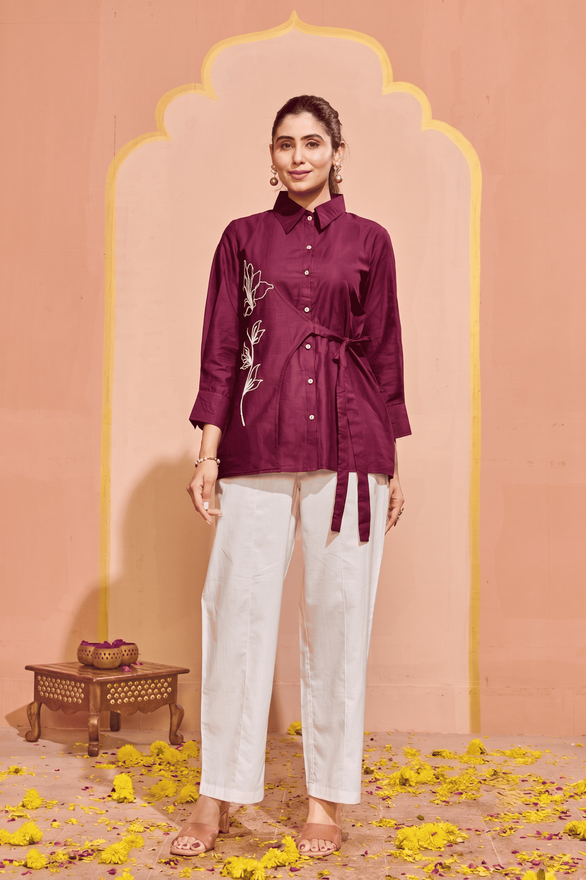 Myra White Embroidery Co-Ord Set