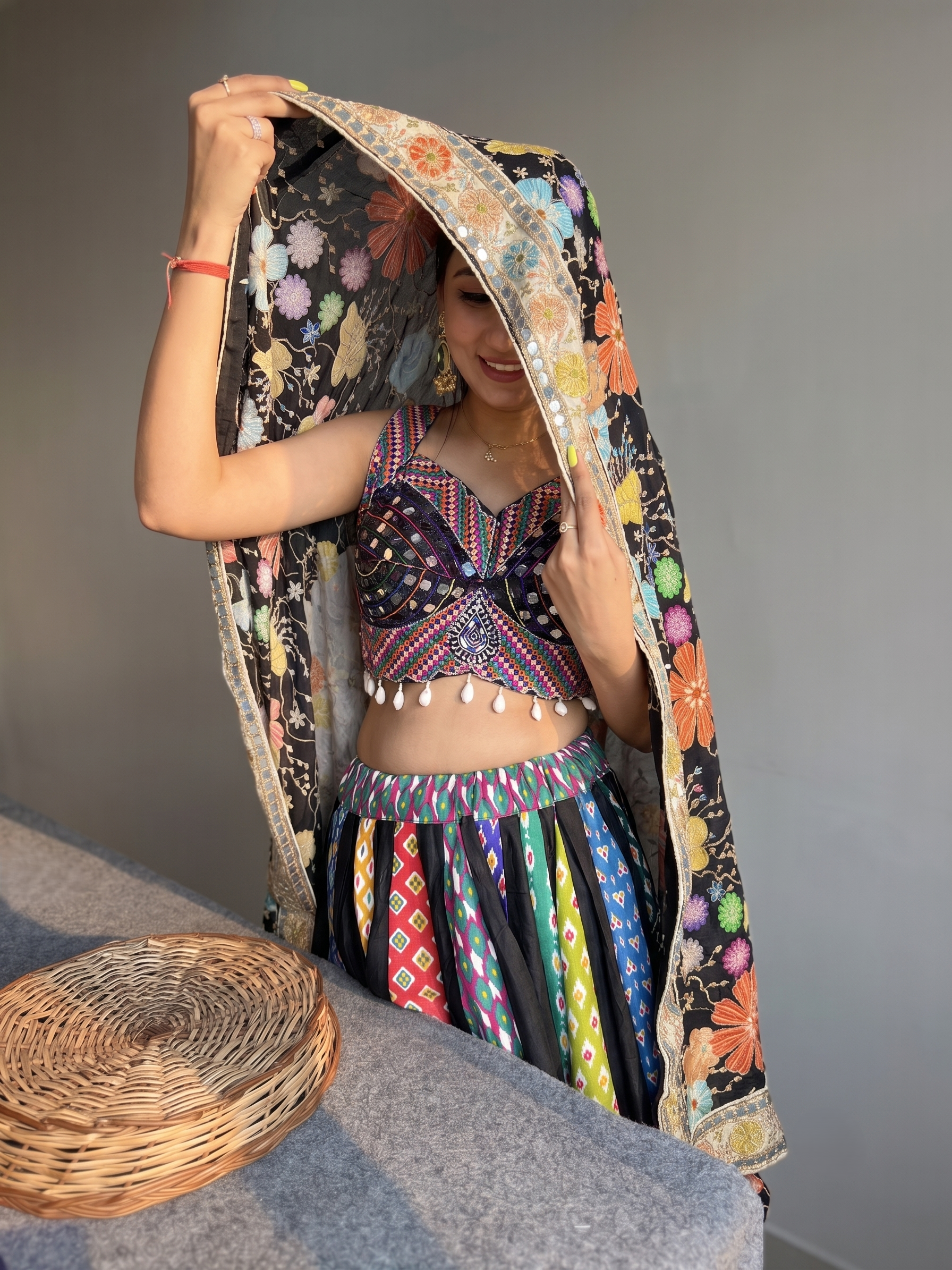 Navratri Mirror Work Lehenga With Fancy Dupatta