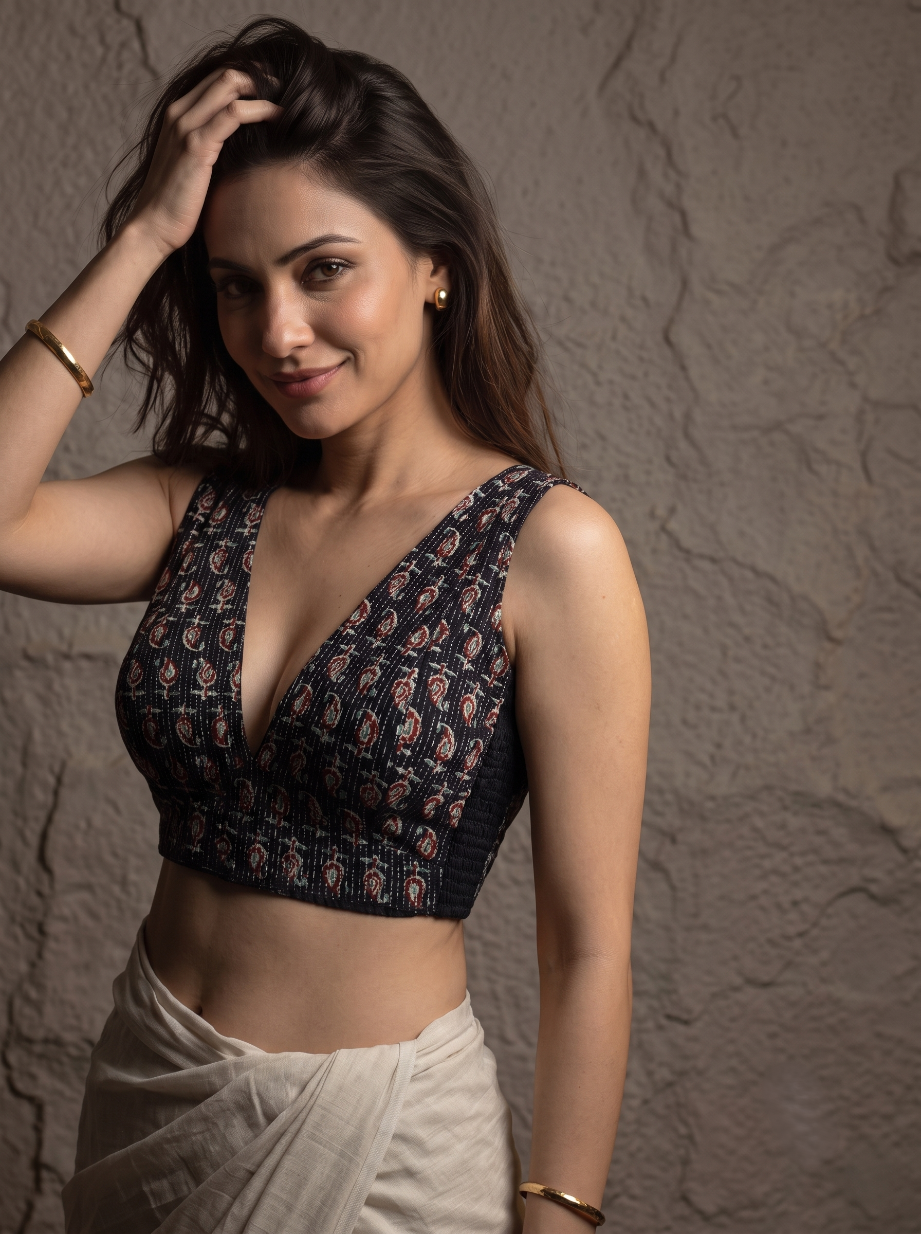 Pure Cotton V-Neck Streachble Blouse