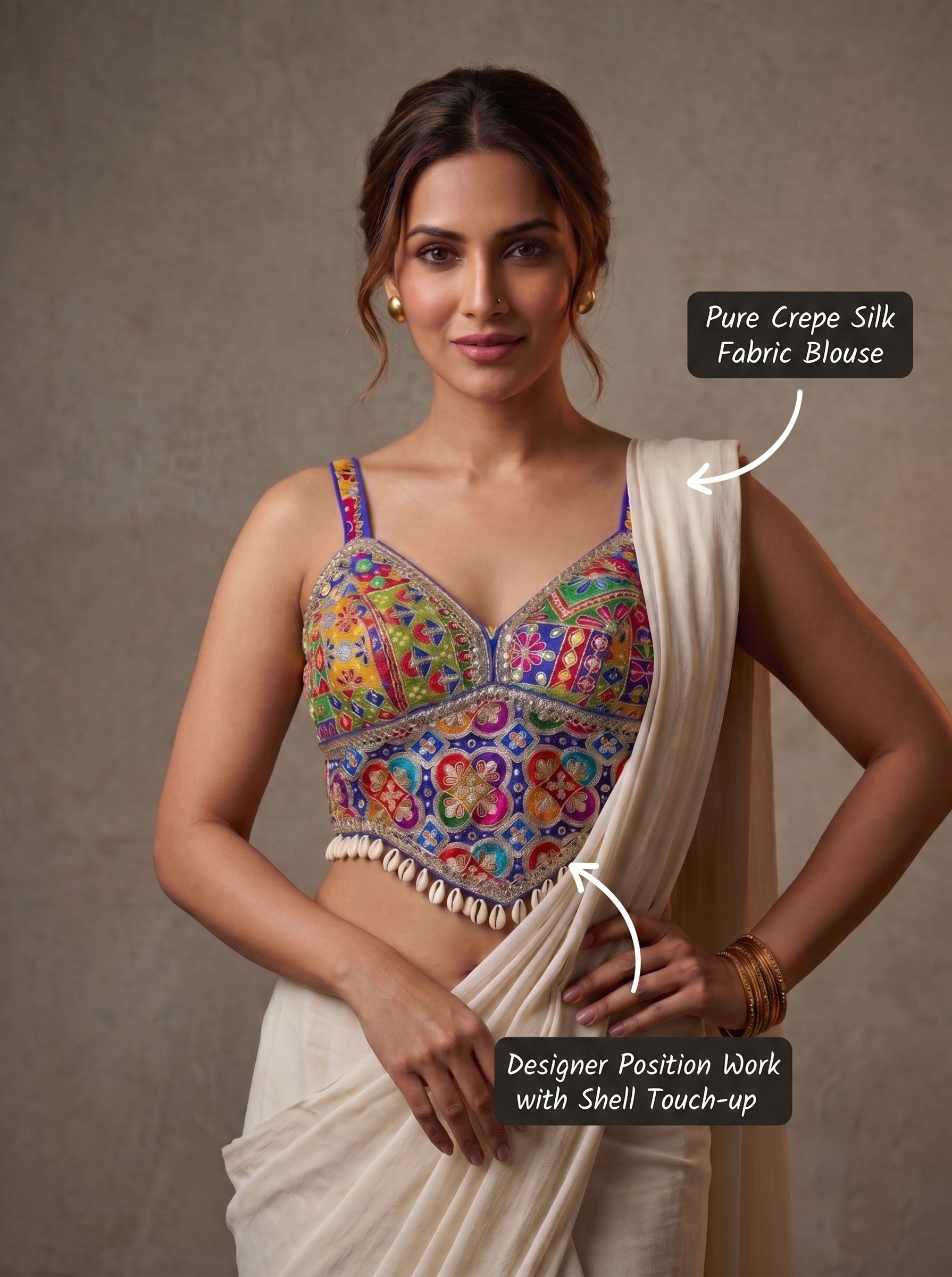 Shankhini Shell Work Long Blouse