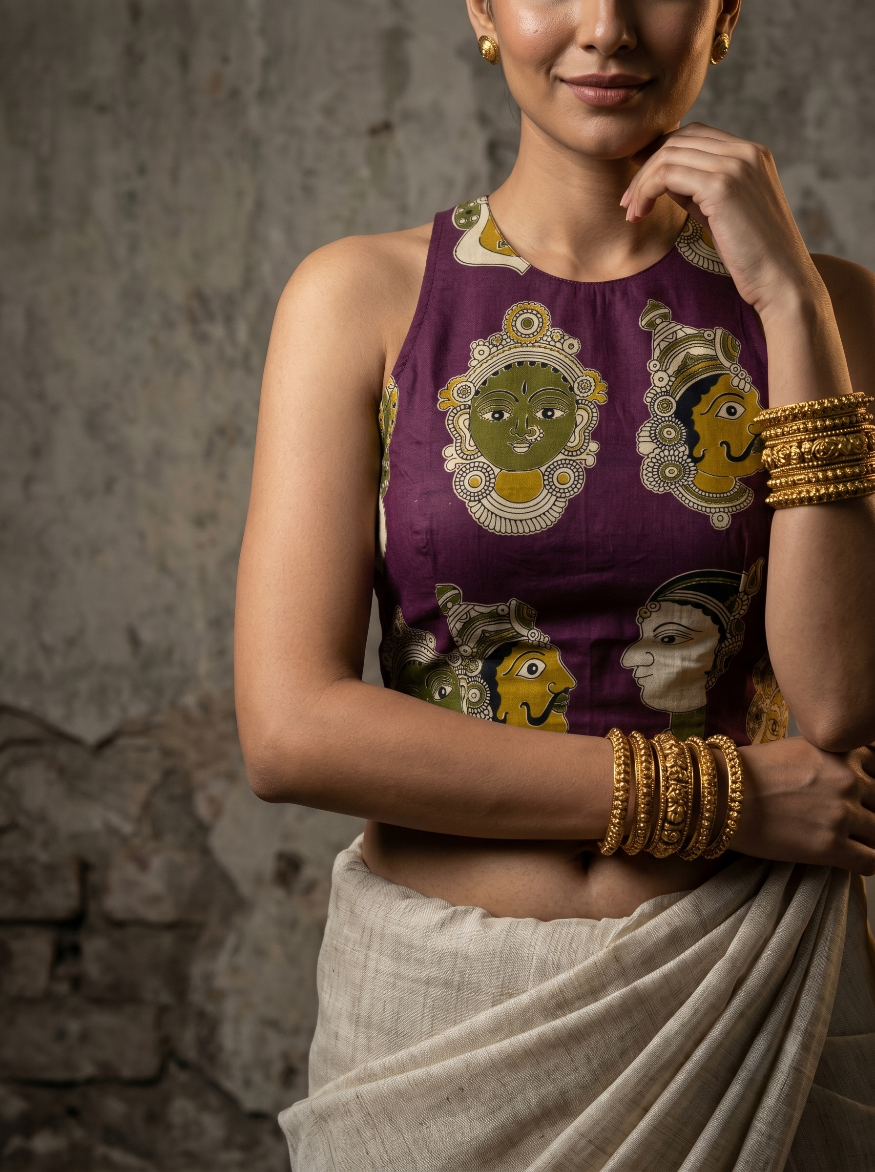 StyleEase Cotton Halter Designer Blouse