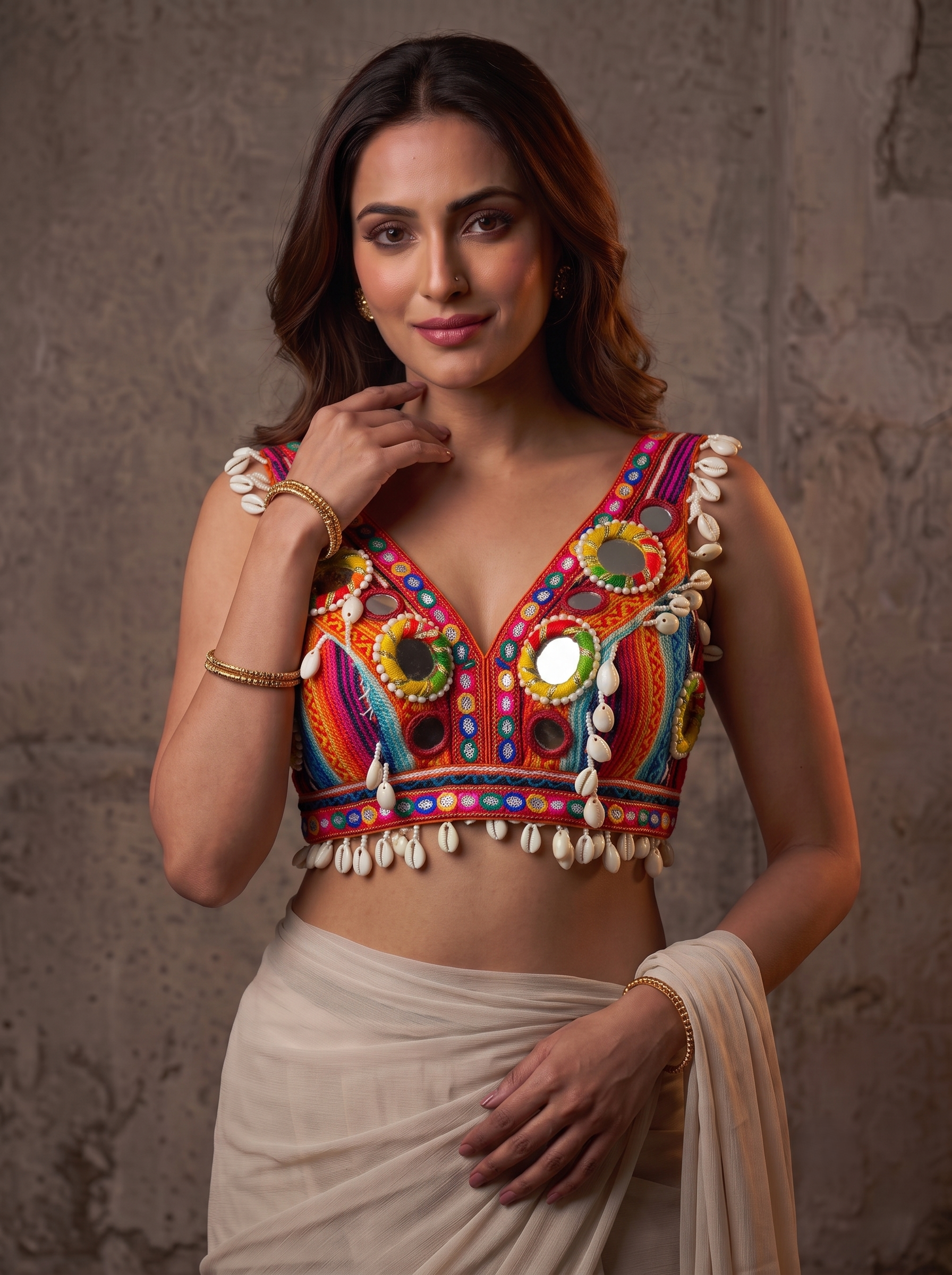 Navratna Mirror & Shell Blouse