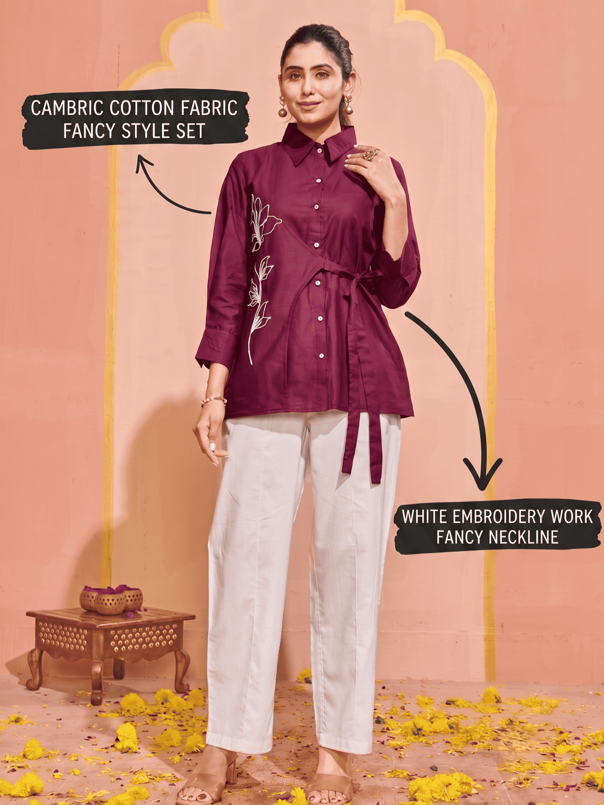 Myra White Embroidery Co-Ord Set