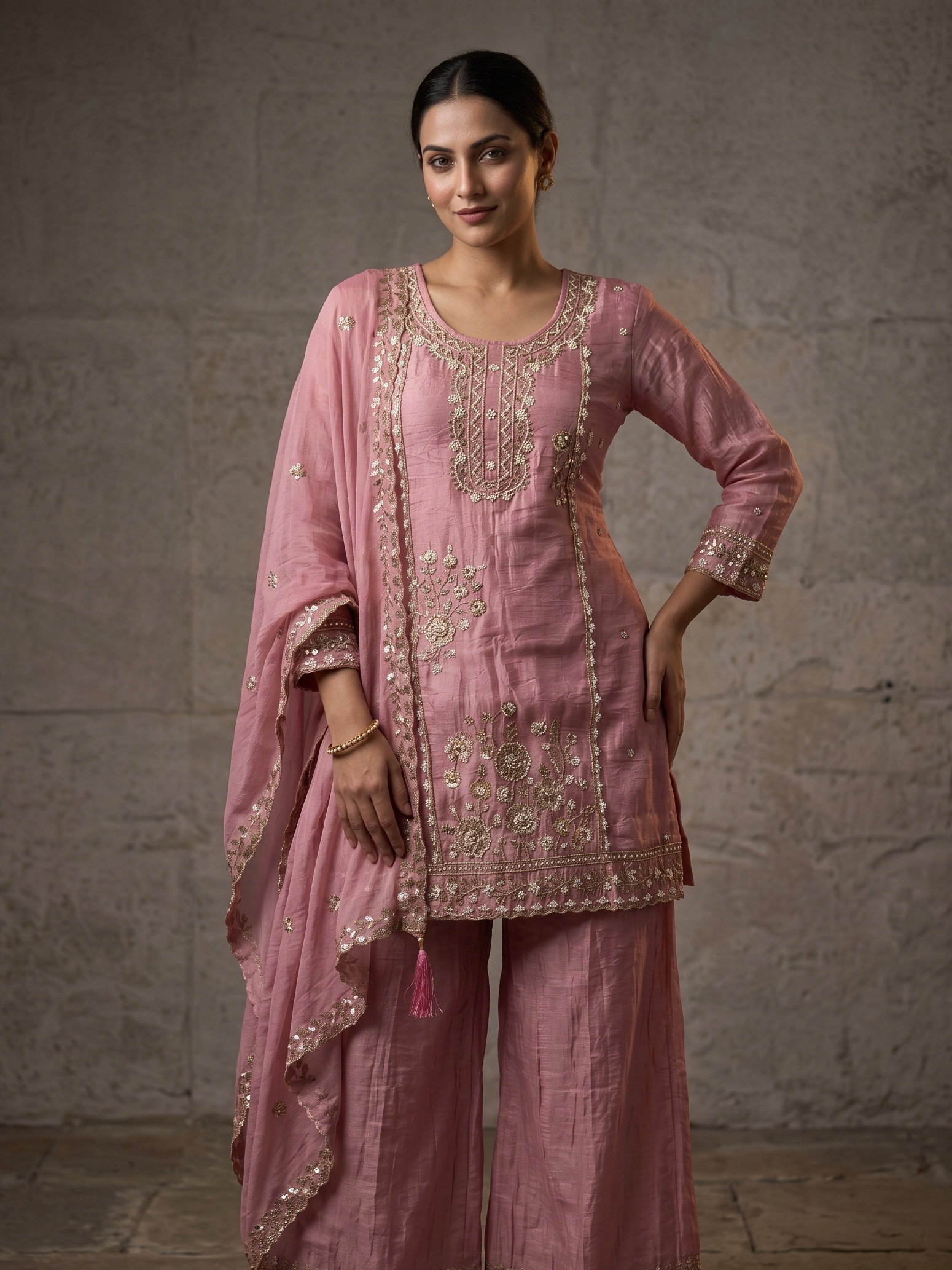 Nazrana Dolomite Silk Sharara Set