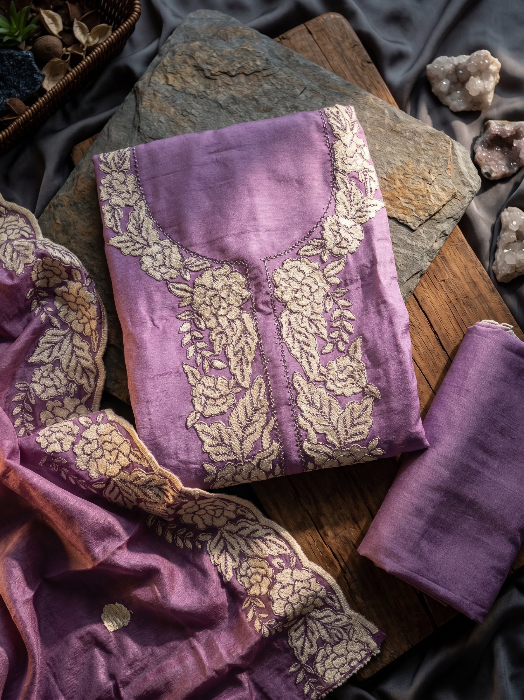 Festive Roman Unstitched Silk Suit