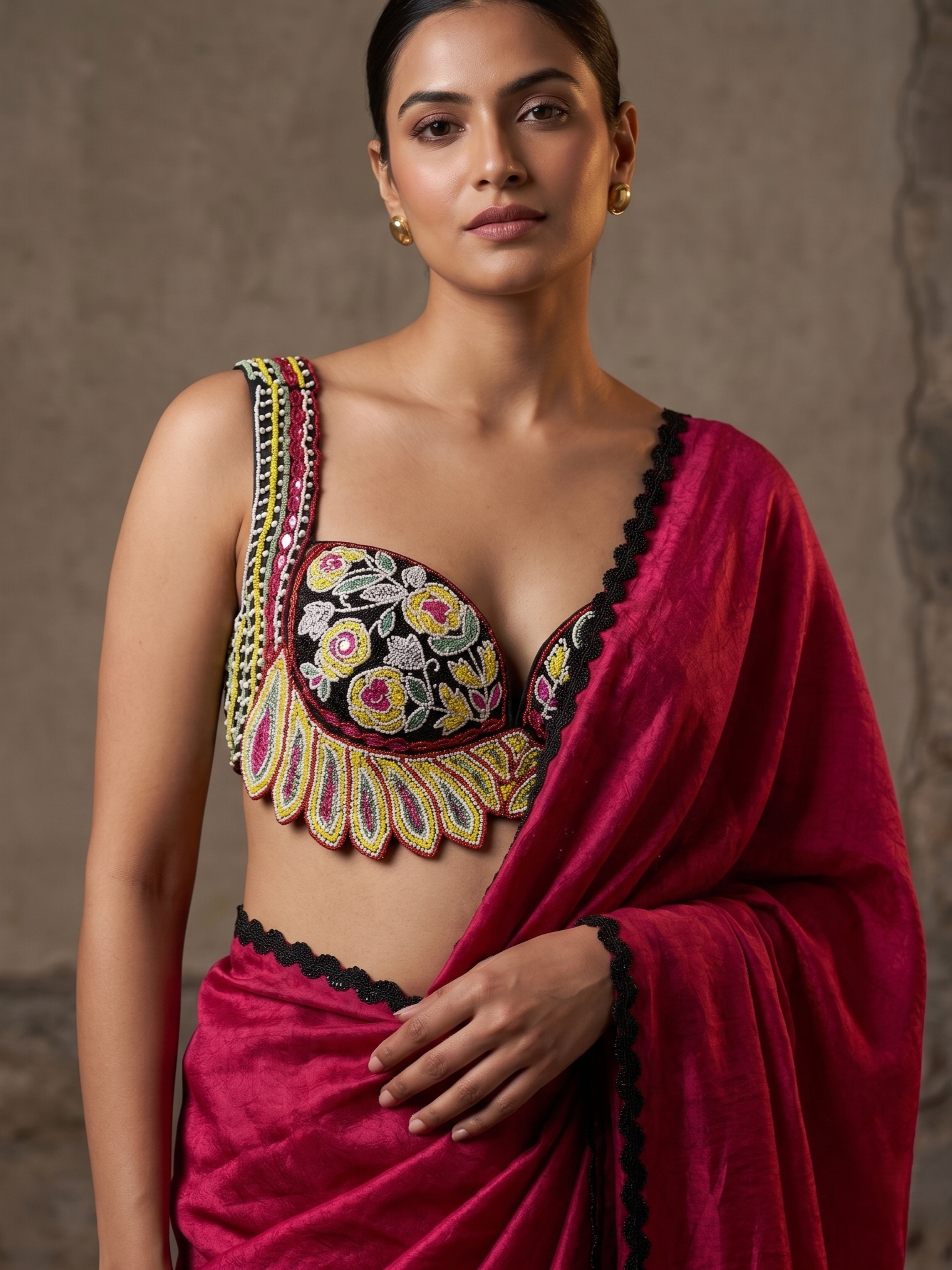 Ruhani Silk Pearl Saree Set