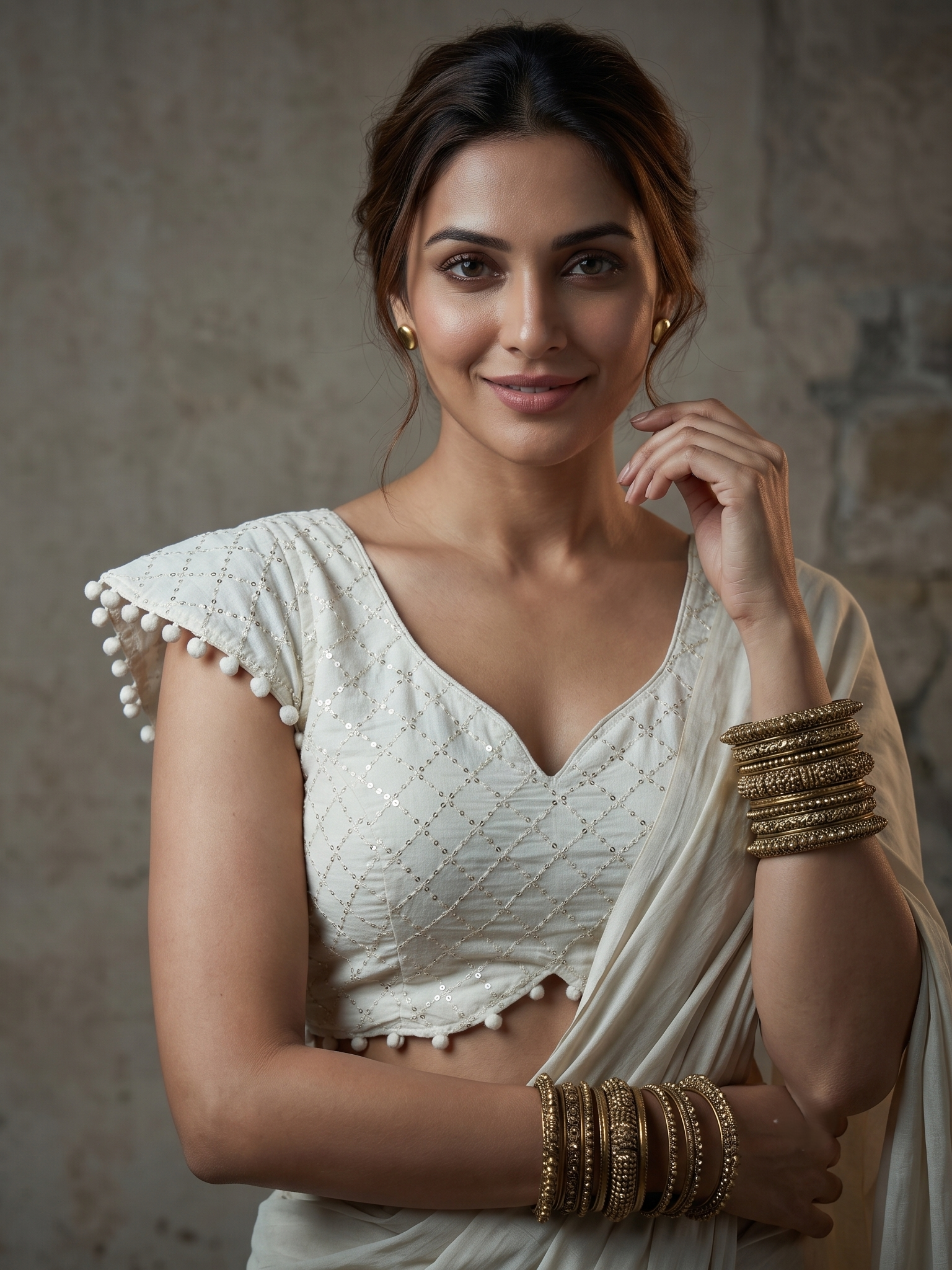 COTTON CAP SLEEVES BLOUSE